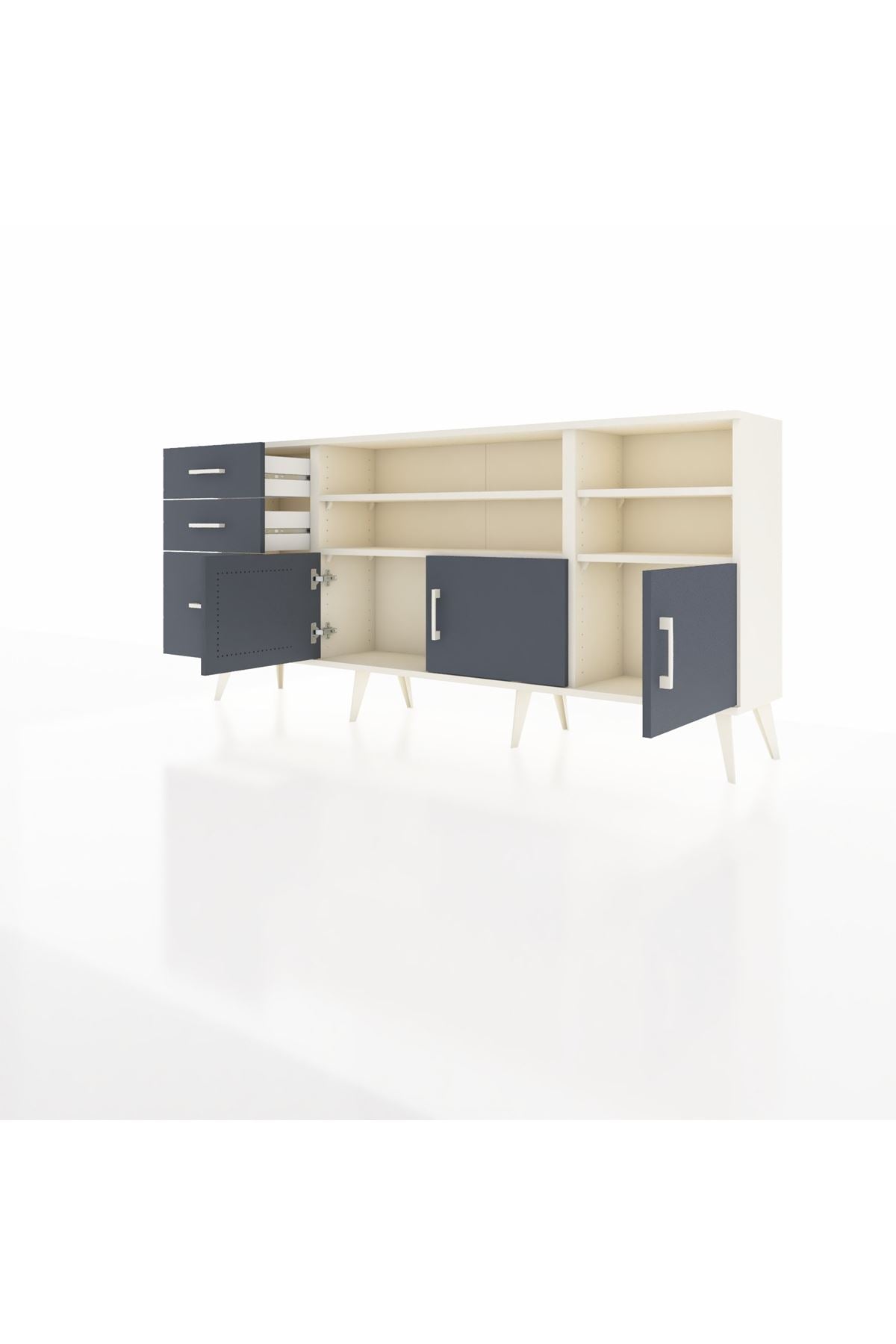 Arges Konsol 4 Raflı 3 Çekmeceli 3 Kapaklı 176x30x83 - S148M031V08A