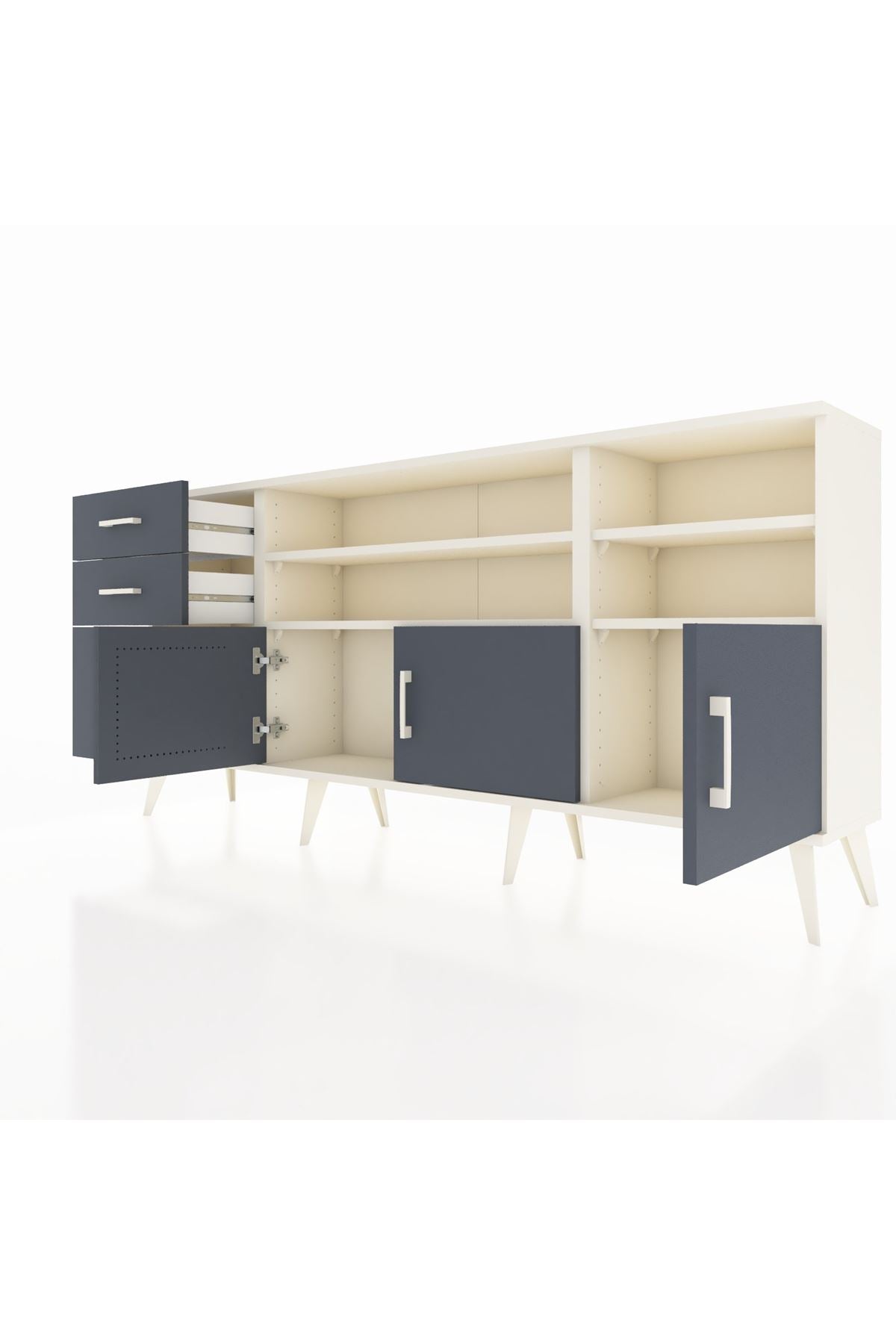 Arges Konsol 4 Raflı 3 Çekmeceli 3 Kapaklı 176x30x83 - S148M031V08A