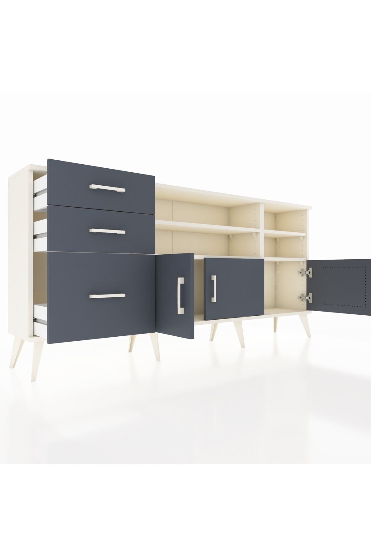 Arges Konsol 4 Raflı 3 Çekmeceli 3 Kapaklı 176x30x83 - S148M031V08A
