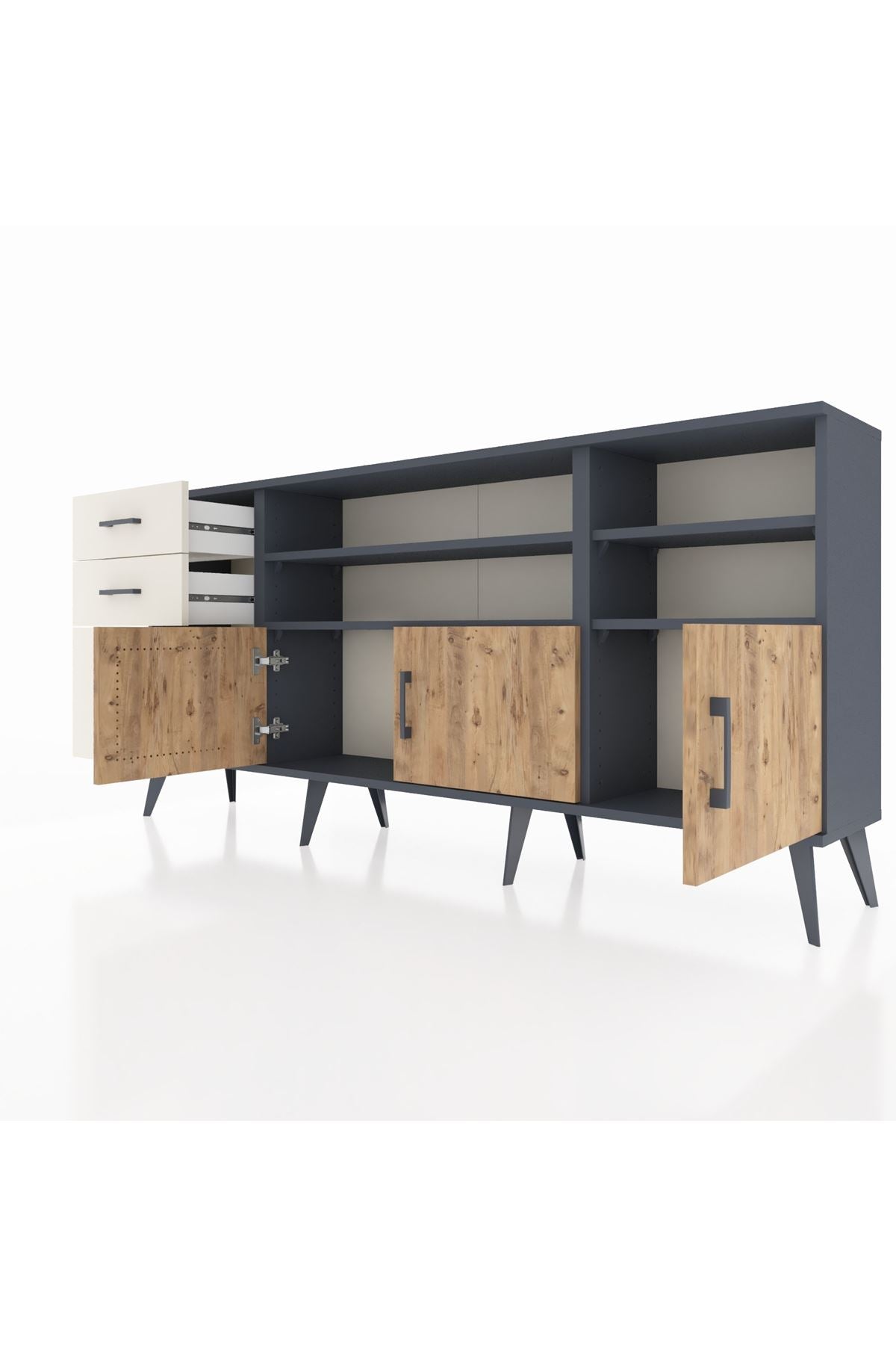 Arges Konsol 4 Raflı 3 Çekmeceli 3 Kapaklı 176x30x83 - S148M031V10A