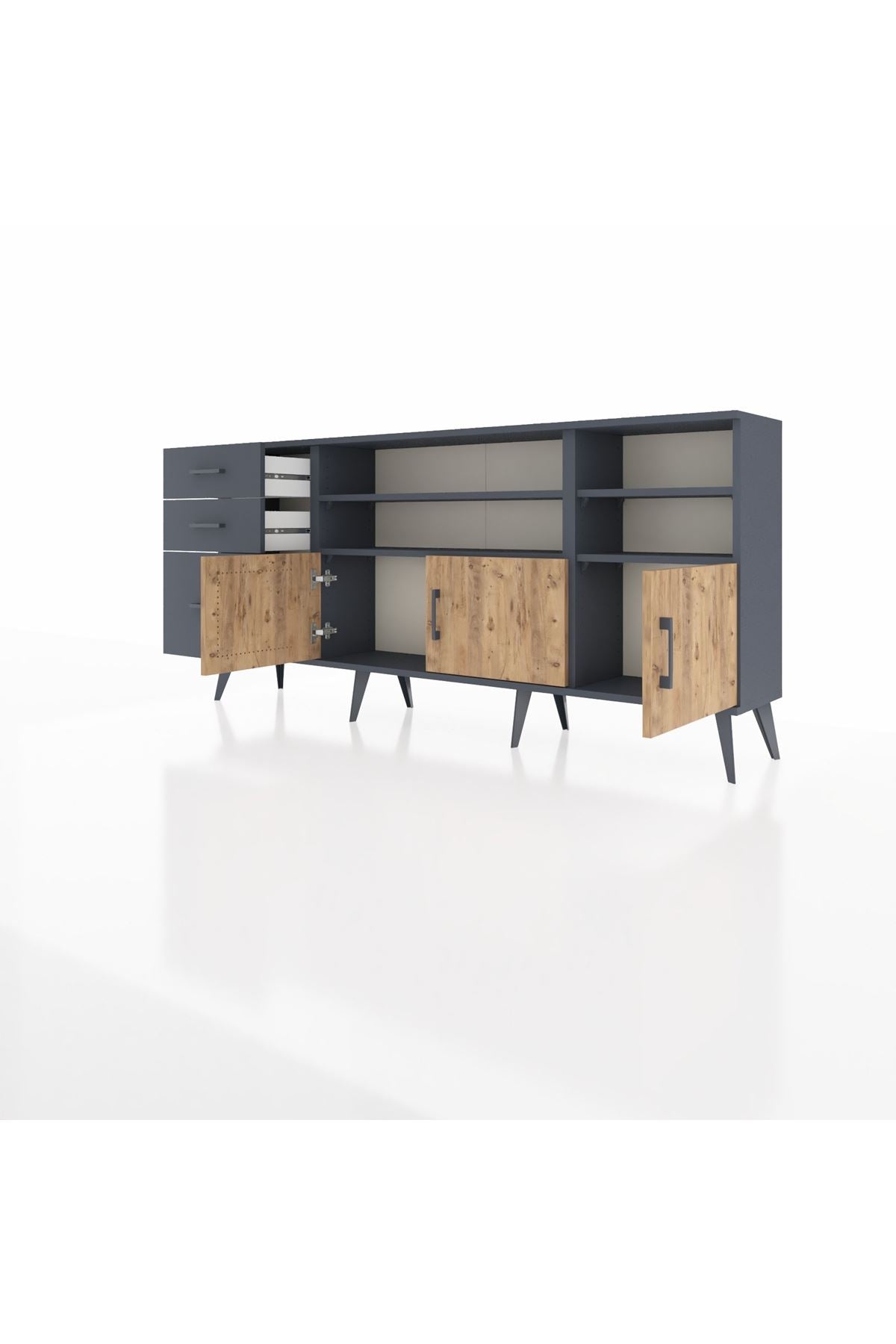 Arges Konsol 4 Raflı 3 Çekmeceli 3 Kapaklı 176x30x83 - S148M031V11A