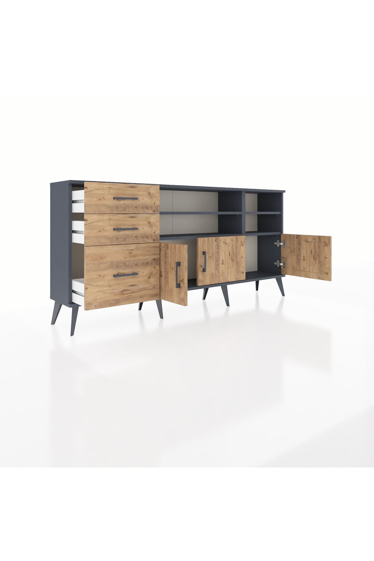 Arges Konsol 4 Raflı 3 Çekmeceli 3 Kapaklı 176x30x83 - S148M031V12A