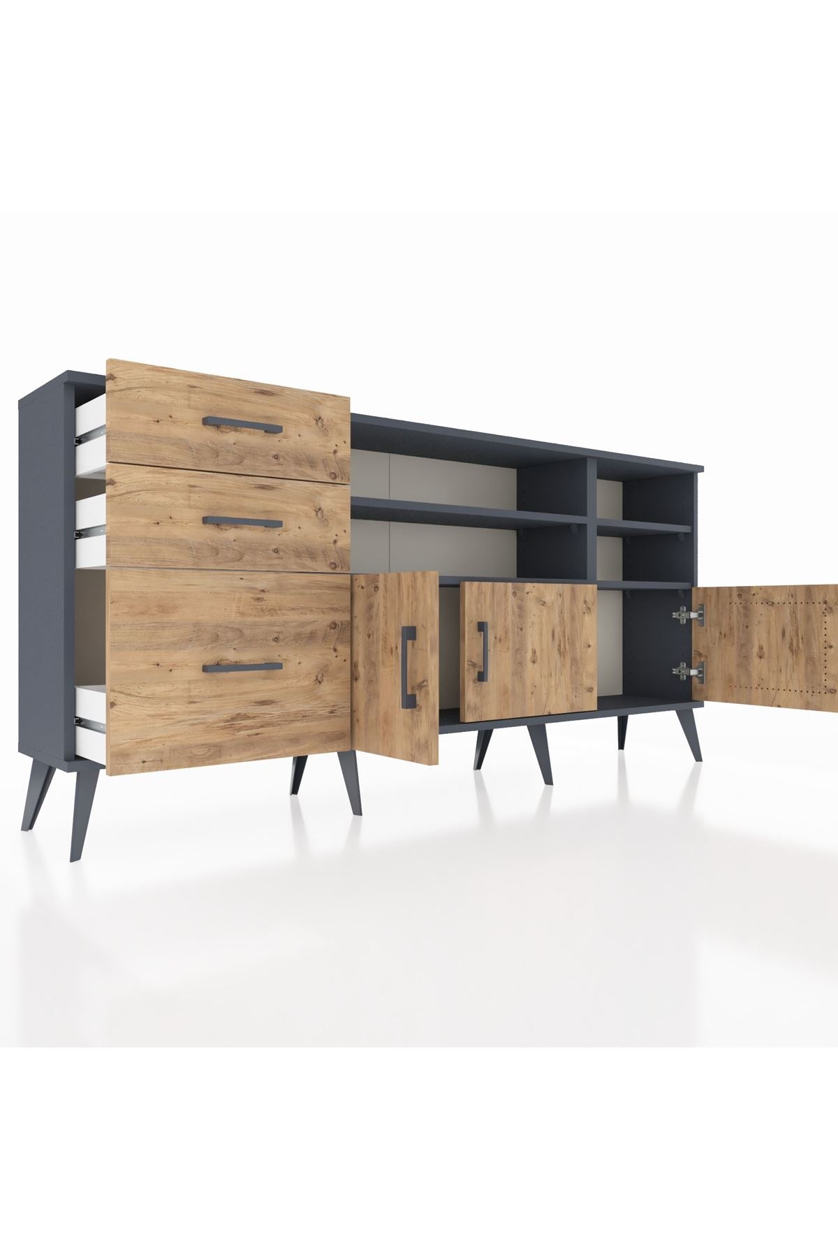 Arges Konsol 4 Raflı 3 Çekmeceli 3 Kapaklı 176x30x83 - S148M031V12A