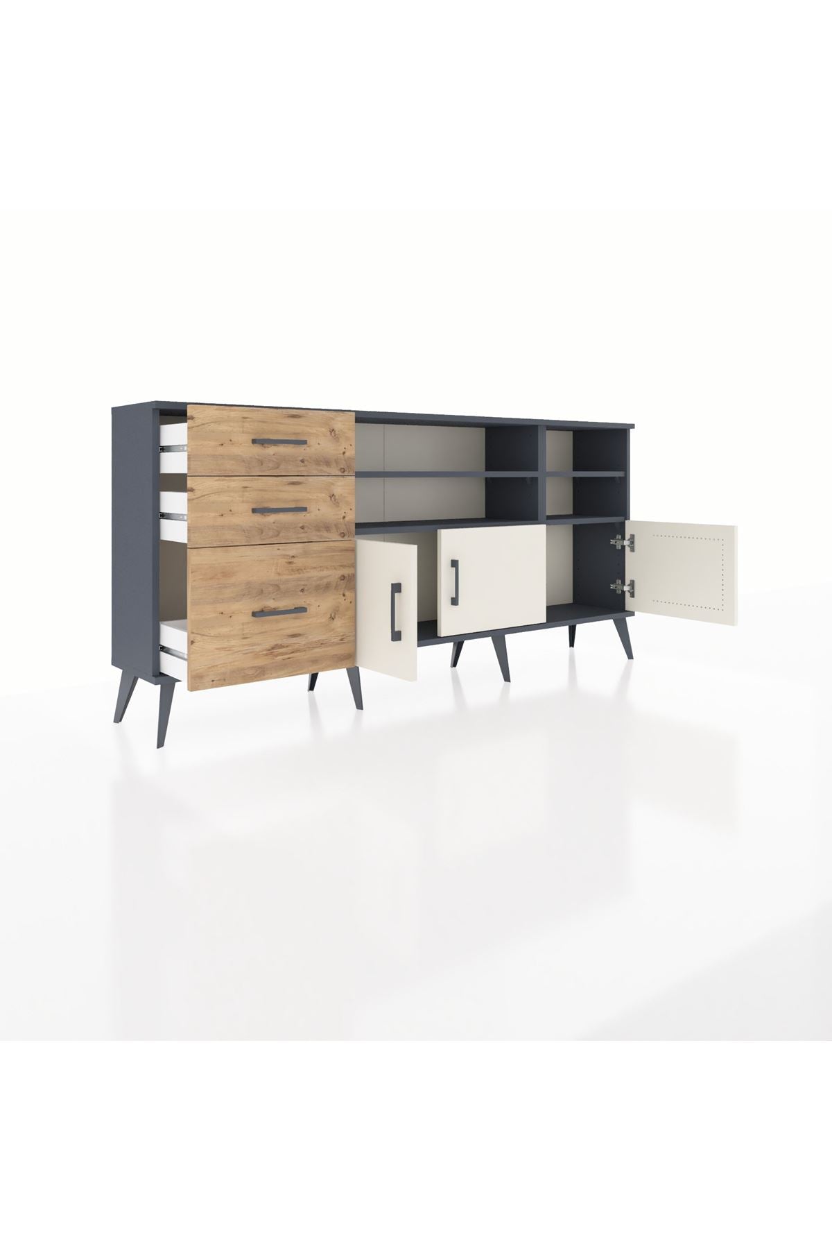 Arges Konsol 4 Raflı 3 Çekmeceli 3 Kapaklı 176x30x83 - S148M031V15A