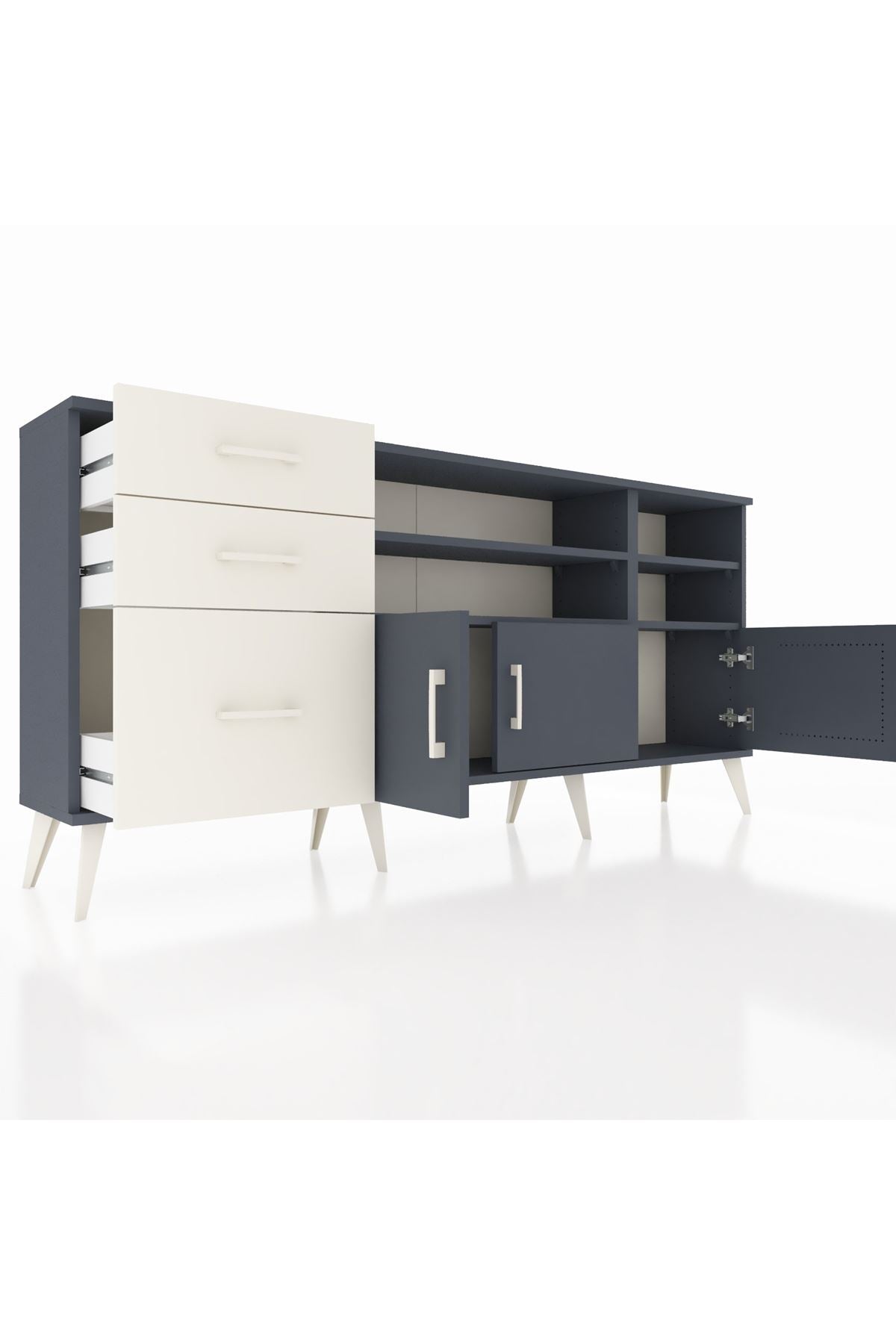 Arges Konsol 4 Raflı 3 Çekmeceli 3 Kapaklı 176x30x83 - S148M031V16A