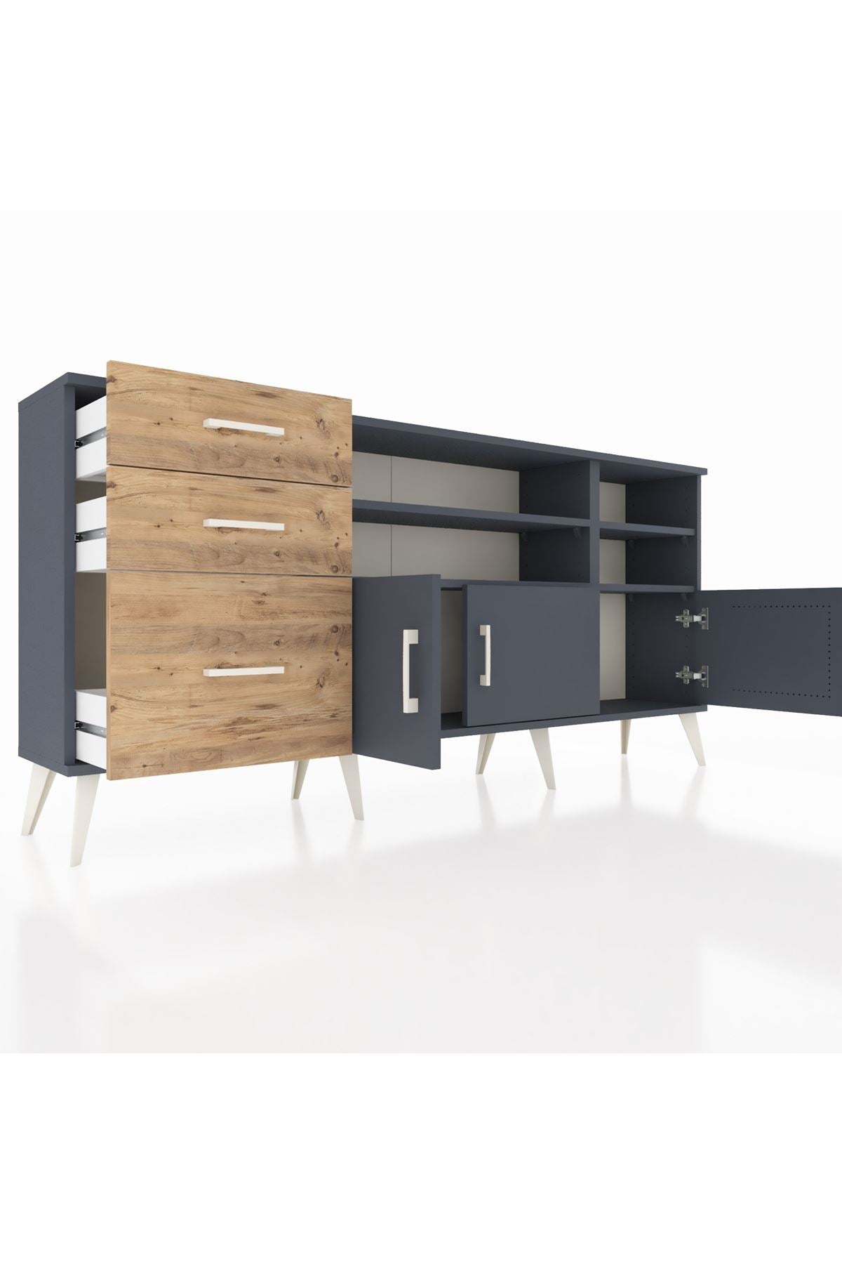 Arges Konsol 4 Raflı 3 Çekmeceli 3 Kapaklı 176x30x83 - S148M031V18A