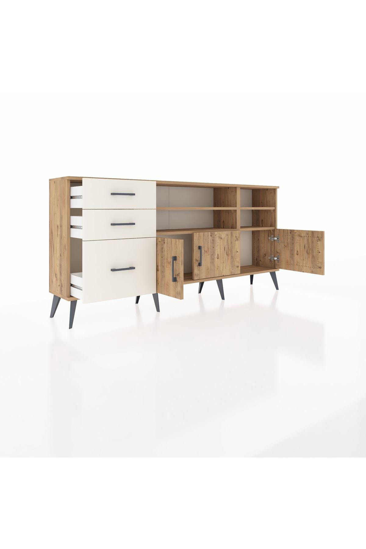 Arges Konsol 4 Raflı 3 Çekmeceli 3 Kapaklı 176x30x83 - S148M031V19A