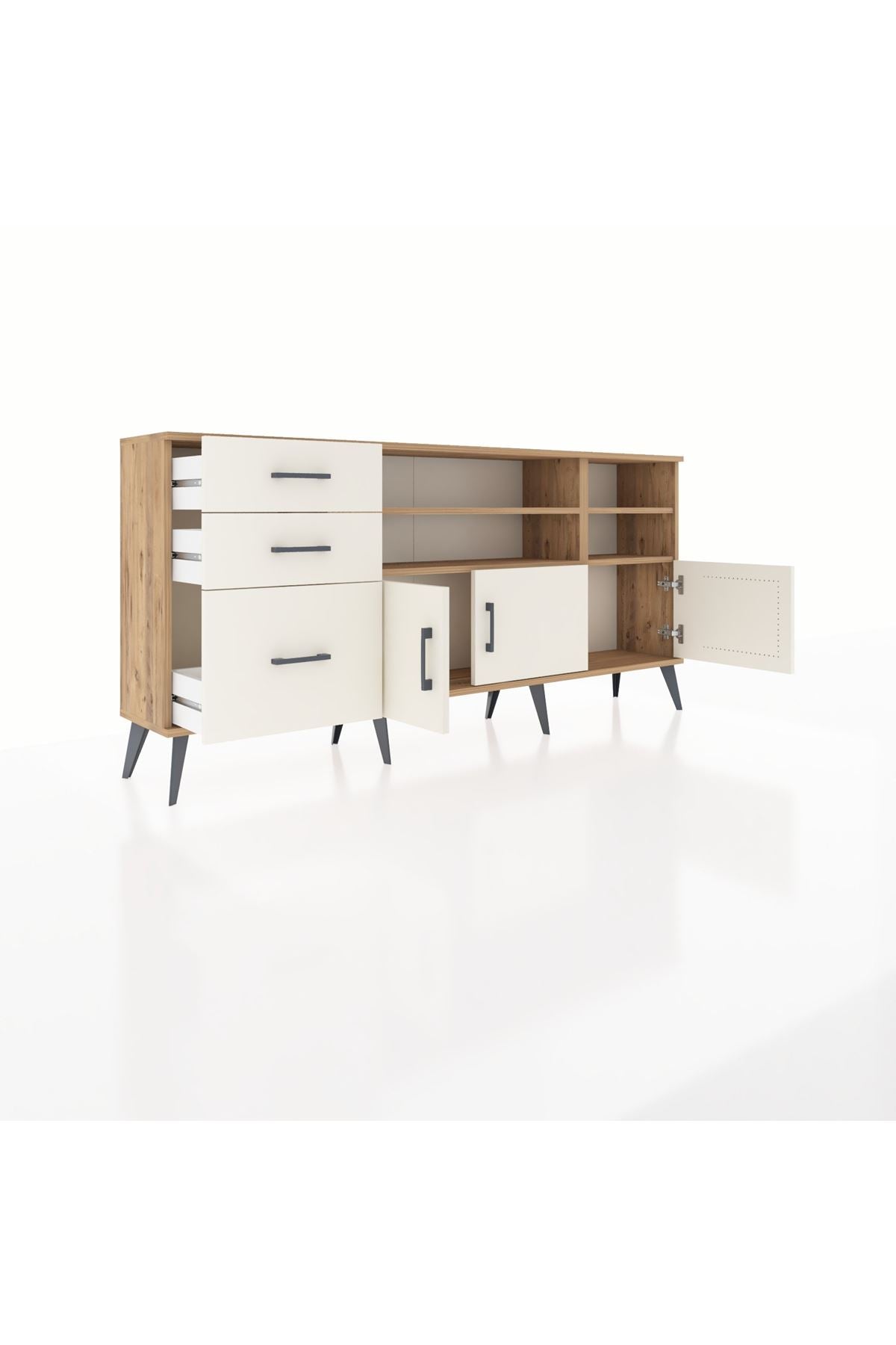 Arges Konsol 4 Raflı 3 Çekmeceli 3 Kapaklı 176x30x83 - S148M031V22A