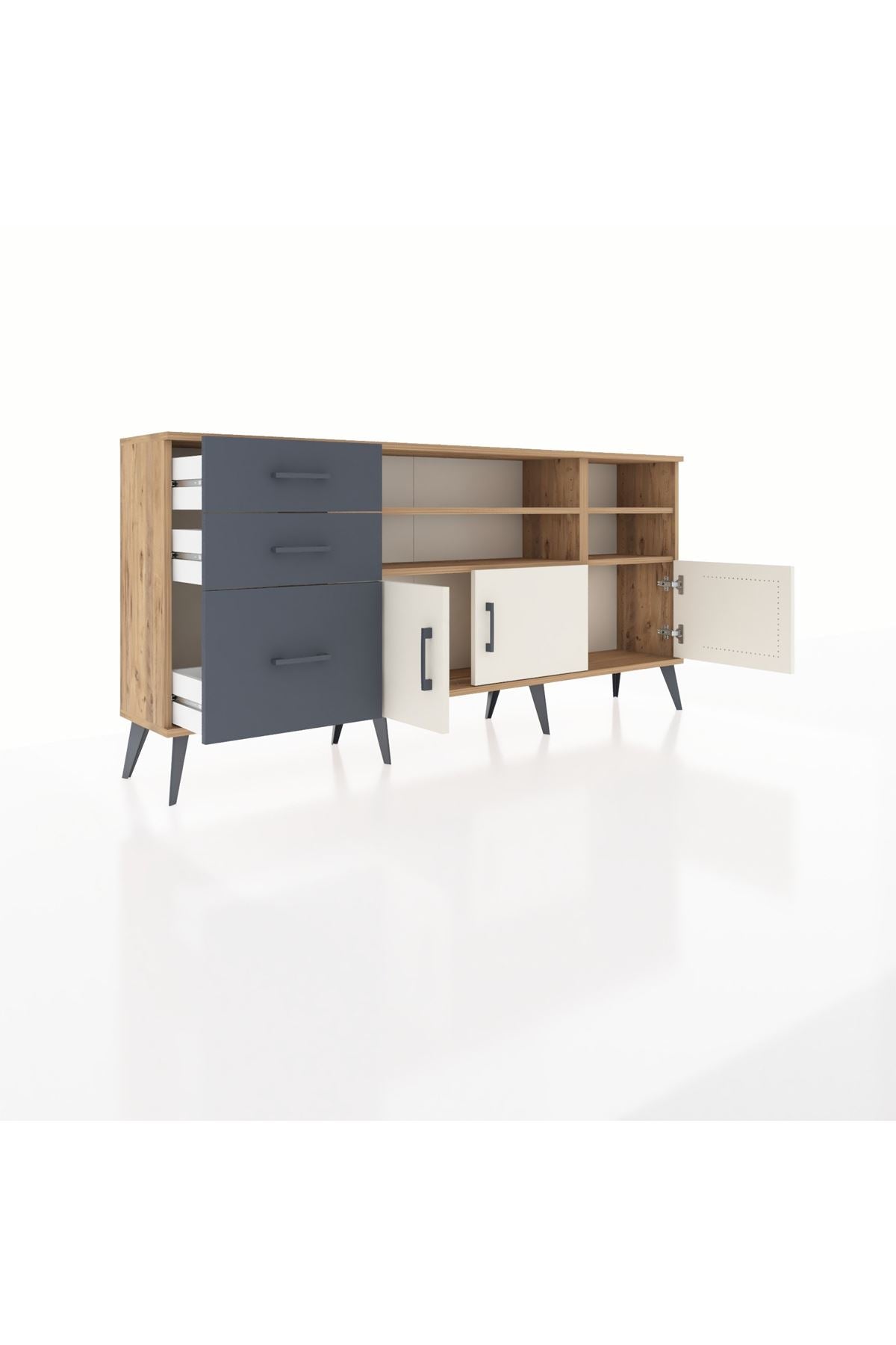 Arges Konsol 4 Raflı 3 Çekmeceli 3 Kapaklı 176x30x83 - S148M031V23A