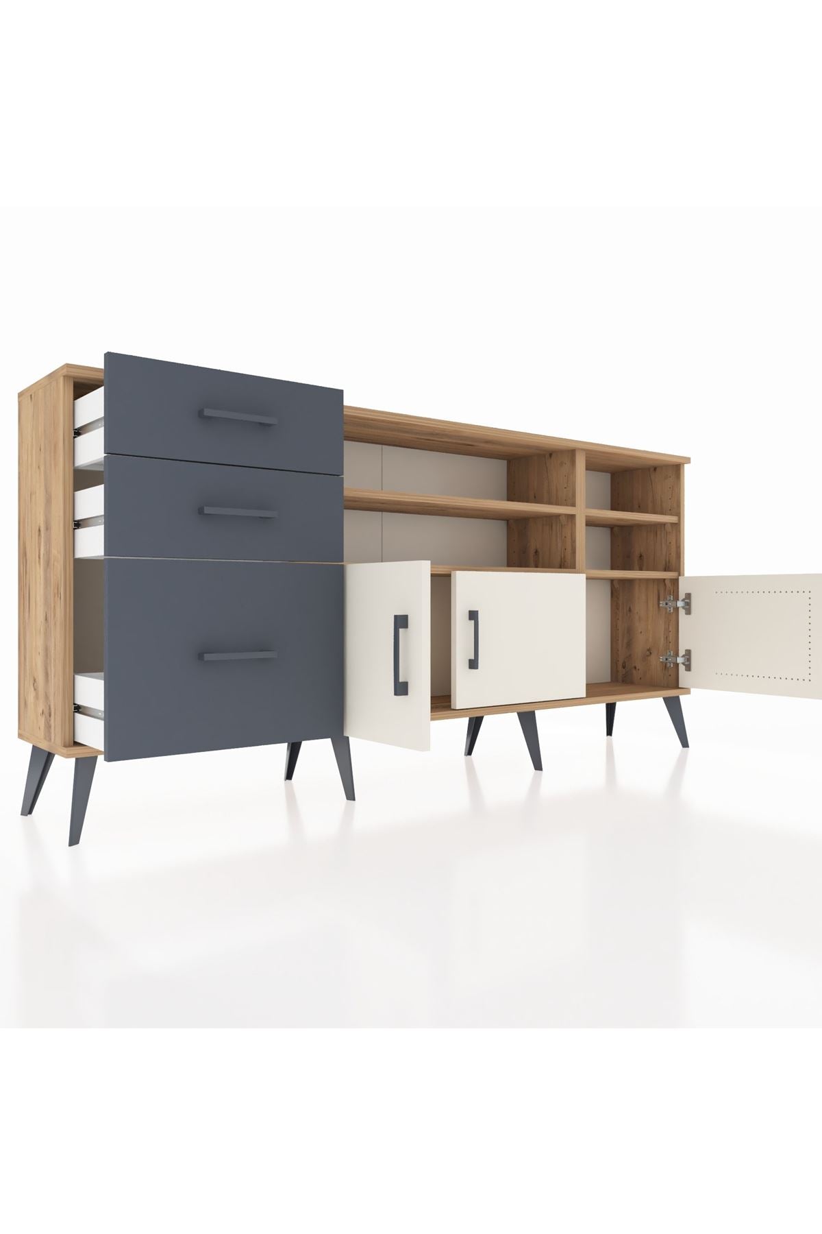 Arges Konsol 4 Raflı 3 Çekmeceli 3 Kapaklı 176x30x83 - S148M031V23A