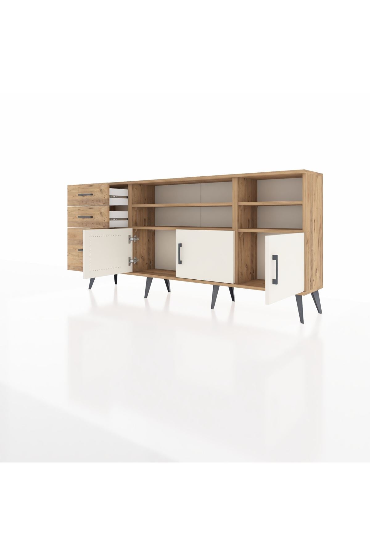 Arges Konsol 4 Raflı 3 Çekmeceli 3 Kapaklı 176x30x83 - S148M031V24A