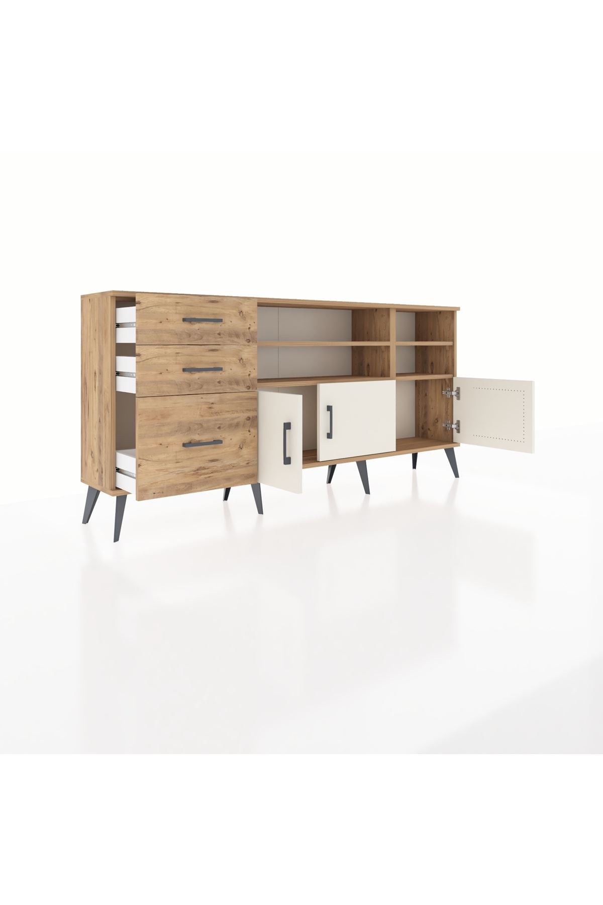Arges Konsol 4 Raflı 3 Çekmeceli 3 Kapaklı 176x30x83 - S148M031V24A