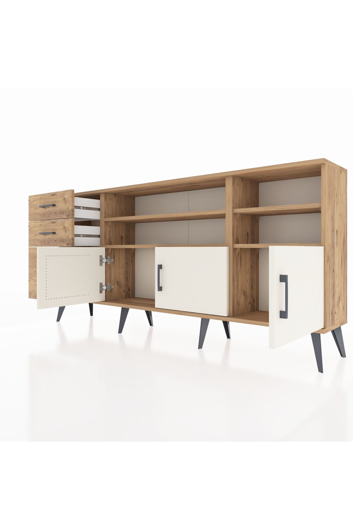 Arges Konsol 4 Raflı 3 Çekmeceli 3 Kapaklı 176x30x83 - S148M031V24A