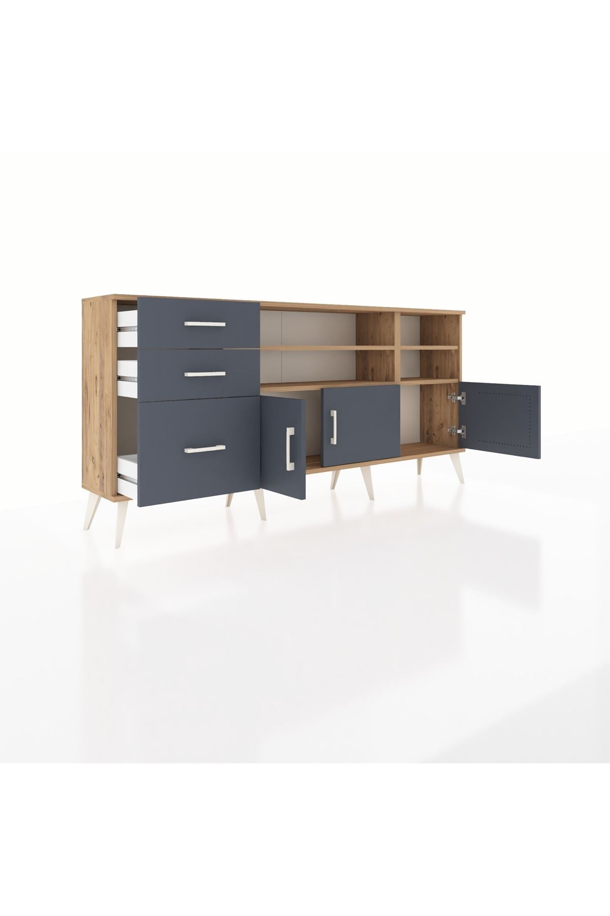 Arges Konsol 4 Raflı 3 Çekmeceli 3 Kapaklı 176x30x83 - S148M031V26A