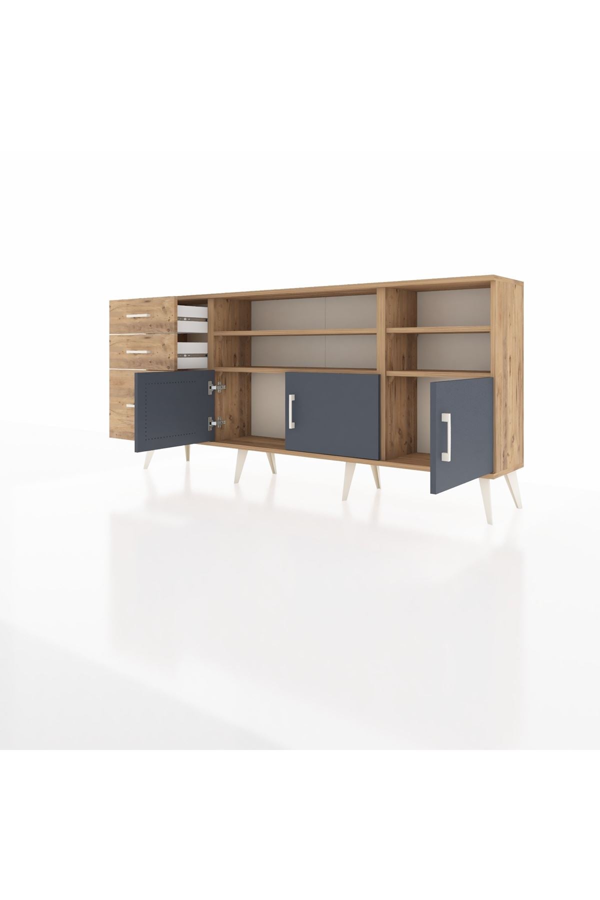 Arges Konsol 4 Raflı 3 Çekmeceli 3 Kapaklı 176x30x83 - S148M031V27A