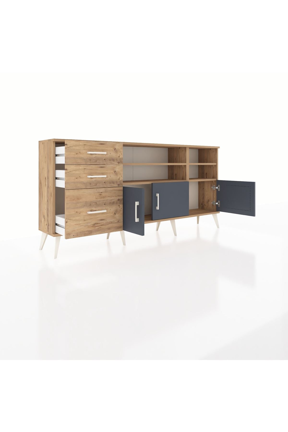 Arges Konsol 4 Raflı 3 Çekmeceli 3 Kapaklı 176x30x83 - S148M031V27A