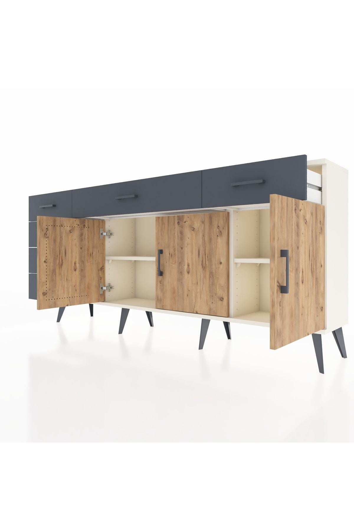 Arges Konsol 2 Raflı 6 Çekmeceli 3 Kapaklı 176x30x83 - S148M032V02A