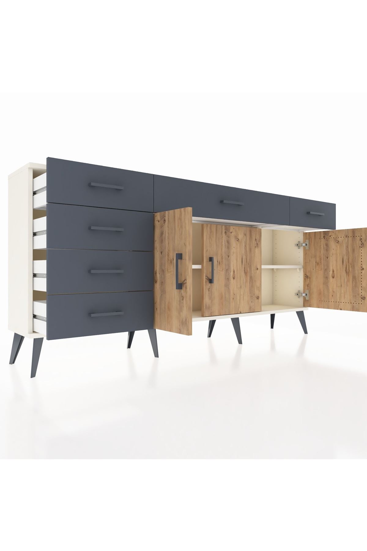 Arges Konsol 2 Raflı 6 Çekmeceli 3 Kapaklı 176x30x83 - S148M032V02A