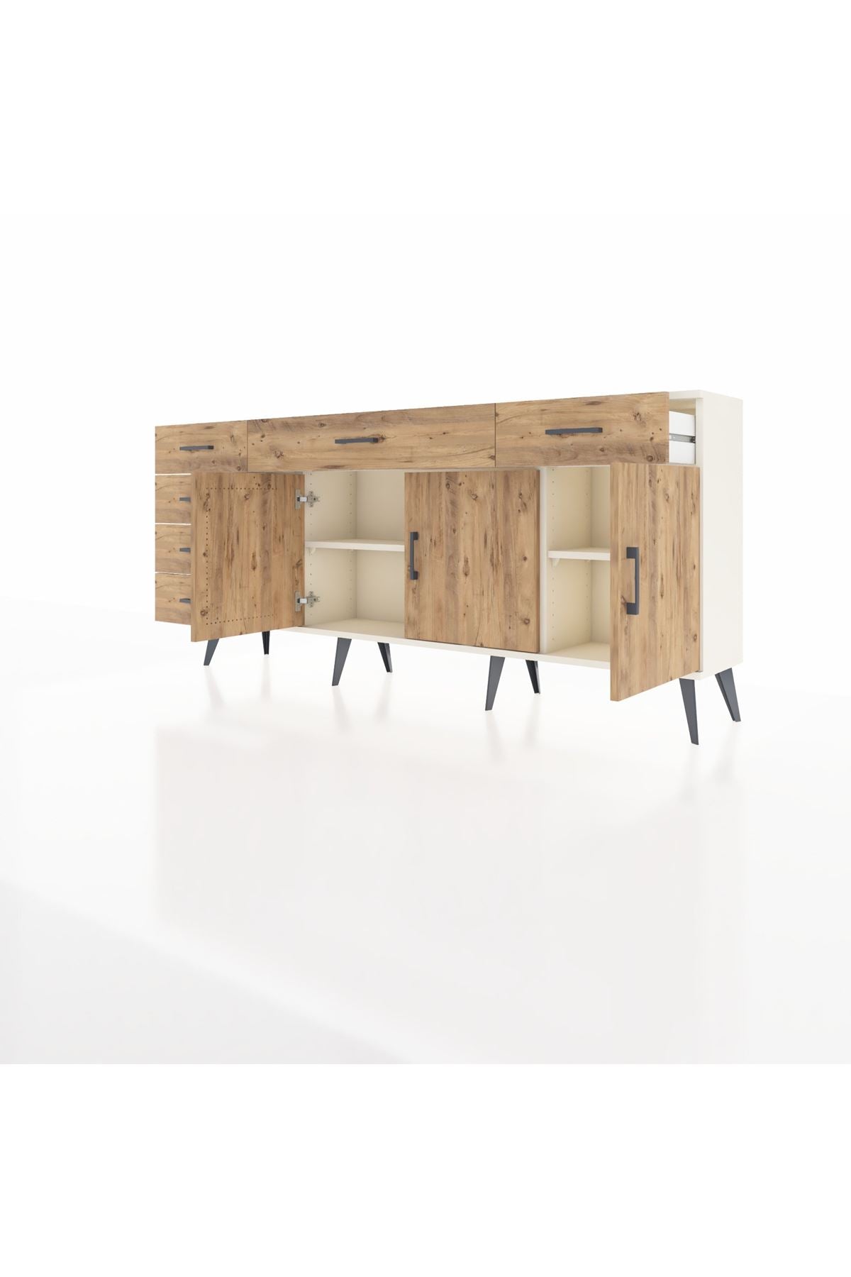 Arges Konsol 2 Raflı 6 Çekmeceli 3 Kapaklı 176x30x83 - S148M032V03A