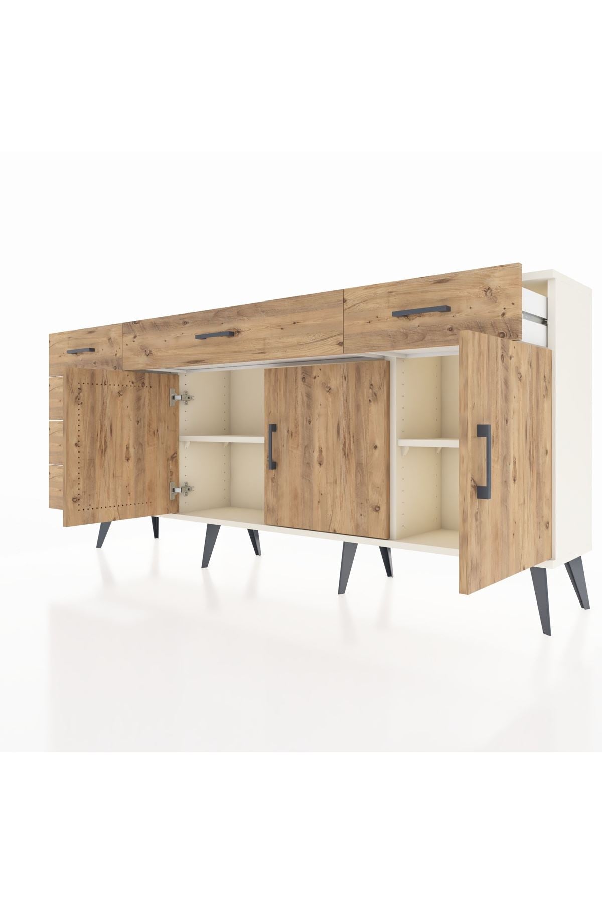 Arges Konsol 2 Raflı 6 Çekmeceli 3 Kapaklı 176x30x83 - S148M032V03A