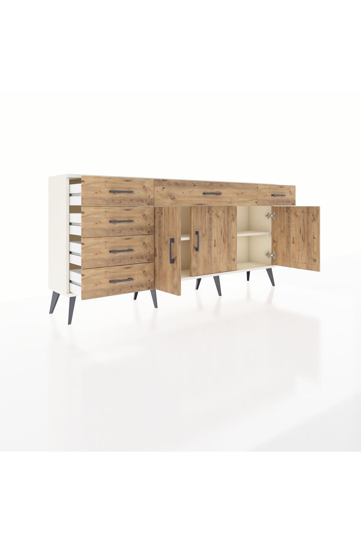 Arges Konsol 2 Raflı 6 Çekmeceli 3 Kapaklı 176x30x83 - S148M032V03A