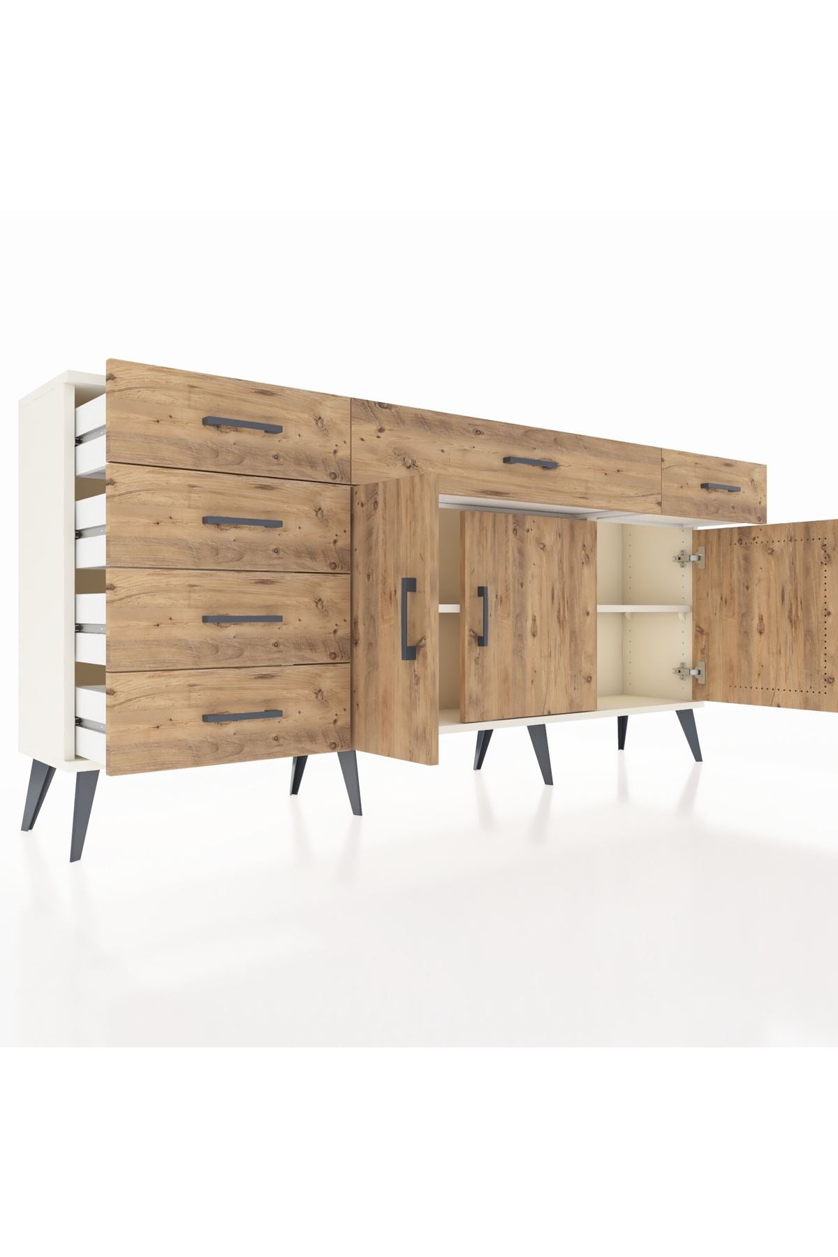 Arges Konsol 2 Raflı 6 Çekmeceli 3 Kapaklı 176x30x83 - S148M032V03A