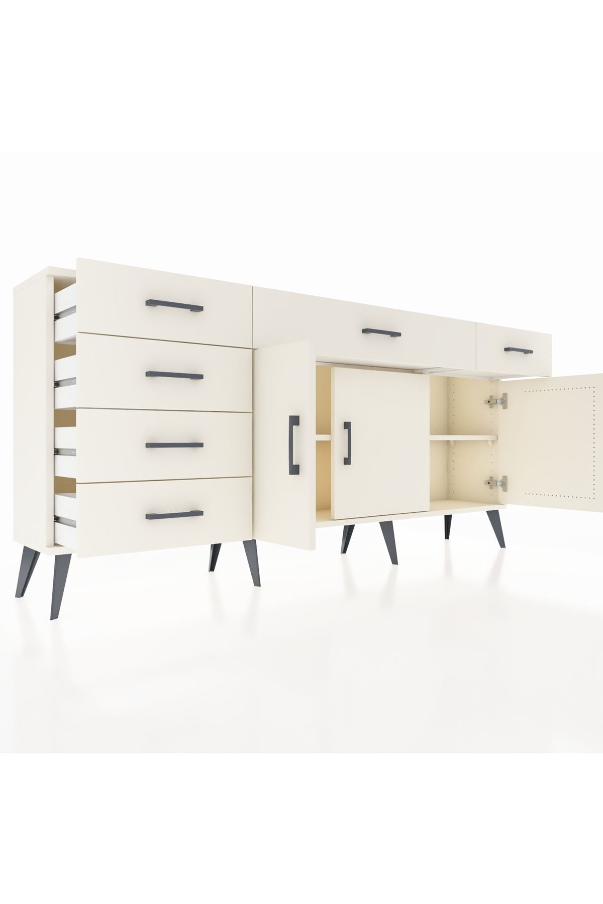 Arges Konsol 2 Raflı 6 Çekmeceli 3 Kapaklı 176x30x83 - S148M032V04A