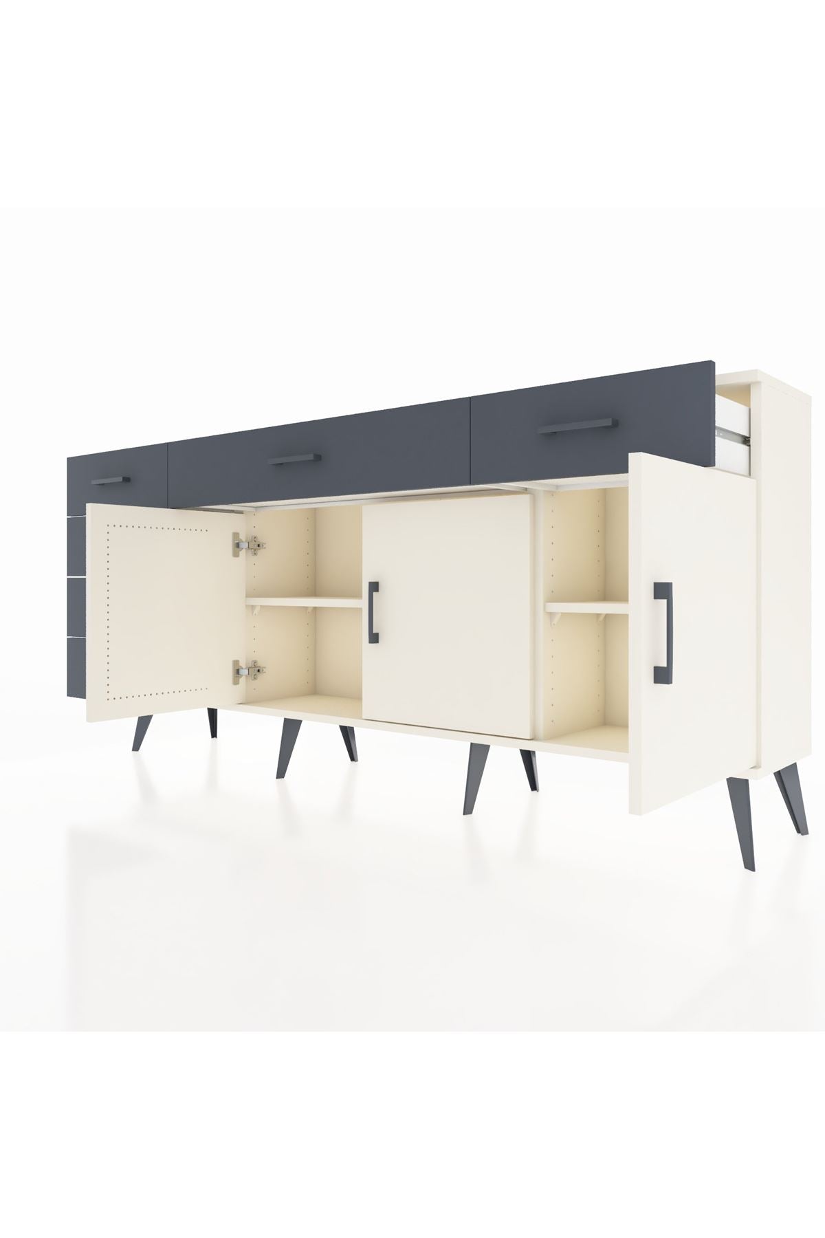 Arges Konsol 2 Raflı 6 Çekmeceli 3 Kapaklı 176x30x83 - S148M032V05A