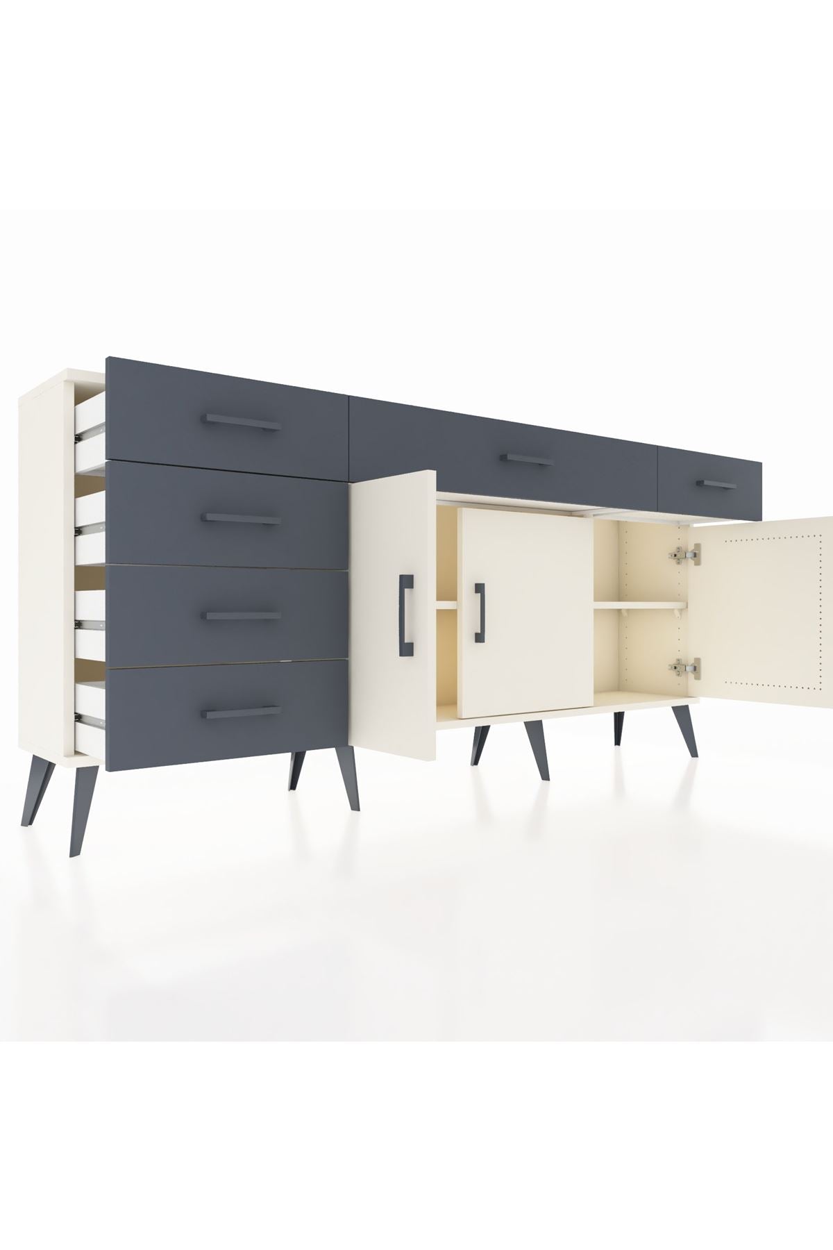 Arges Konsol 2 Raflı 6 Çekmeceli 3 Kapaklı 176x30x83 - S148M032V05A