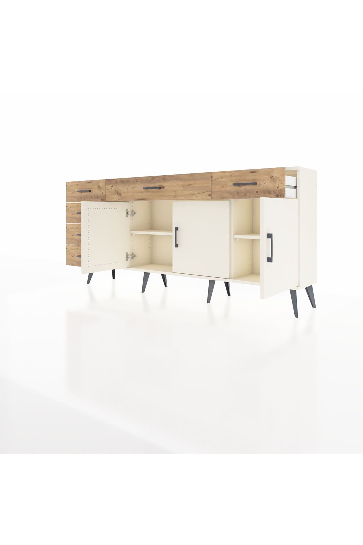 Arges Konsol 2 Raflı 6 Çekmeceli 3 Kapaklı 176x30x83 - S148M032V06A