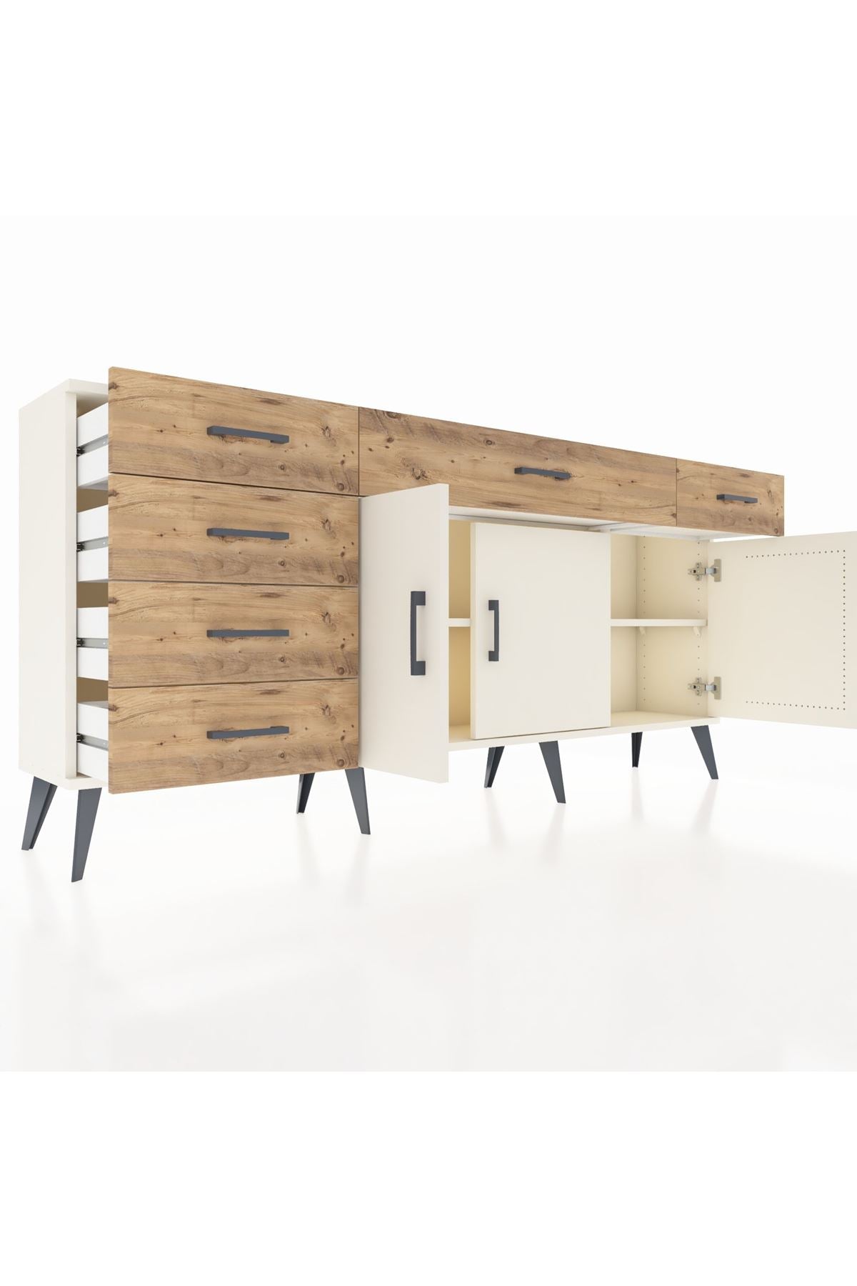 Arges Konsol 2 Raflı 6 Çekmeceli 3 Kapaklı 176x30x83 - S148M032V06A