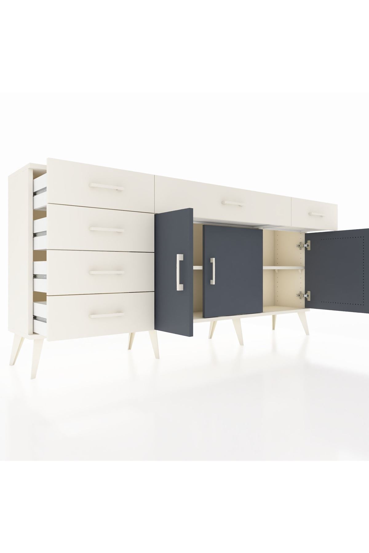 Arges Konsol 2 Raflı 6 Çekmeceli 3 Kapaklı 176x30x83 - S148M032V07A