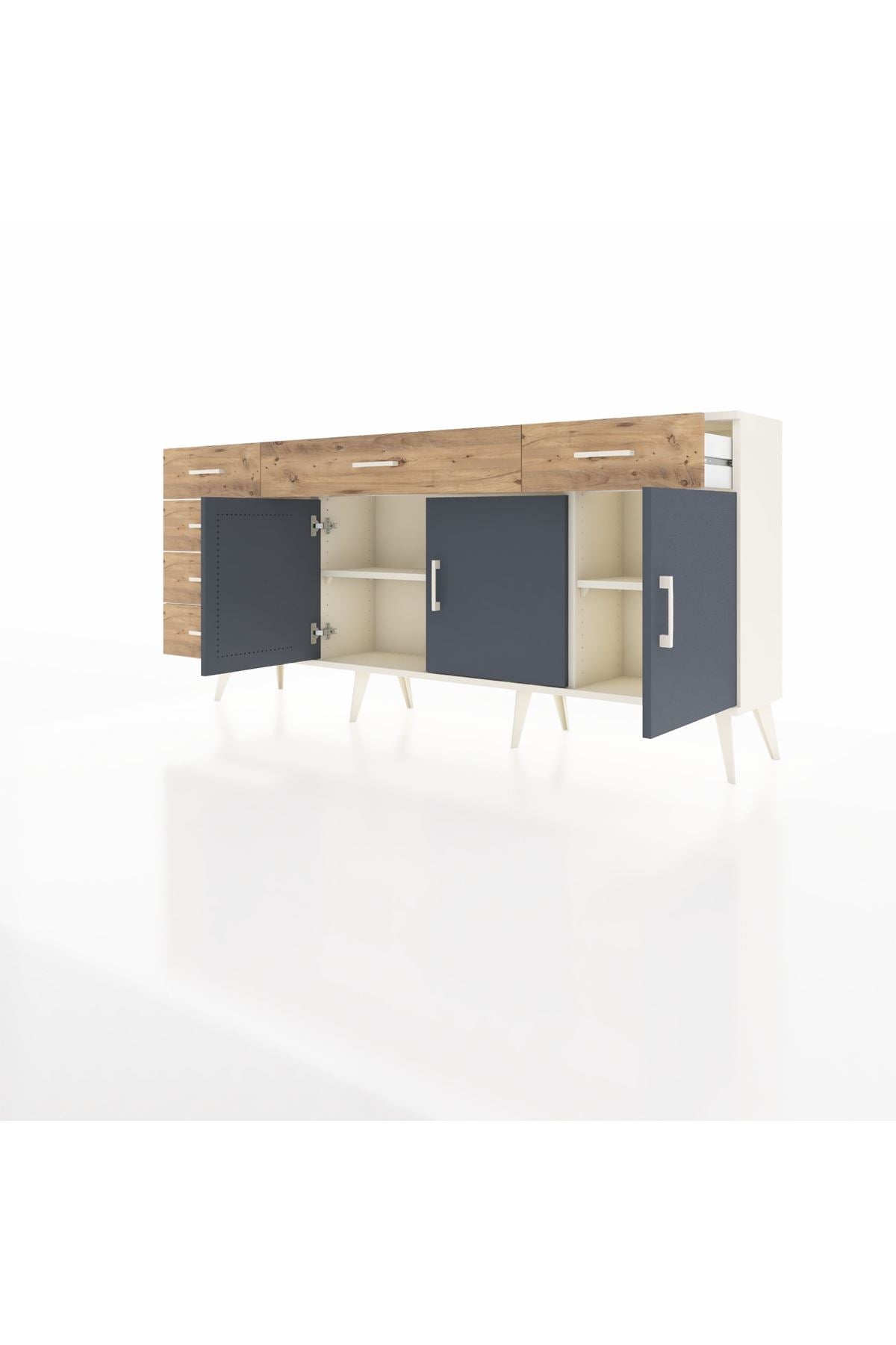 Arges Konsol 2 Raflı 6 Çekmeceli 3 Kapaklı 176x30x83 - S148M032V09A