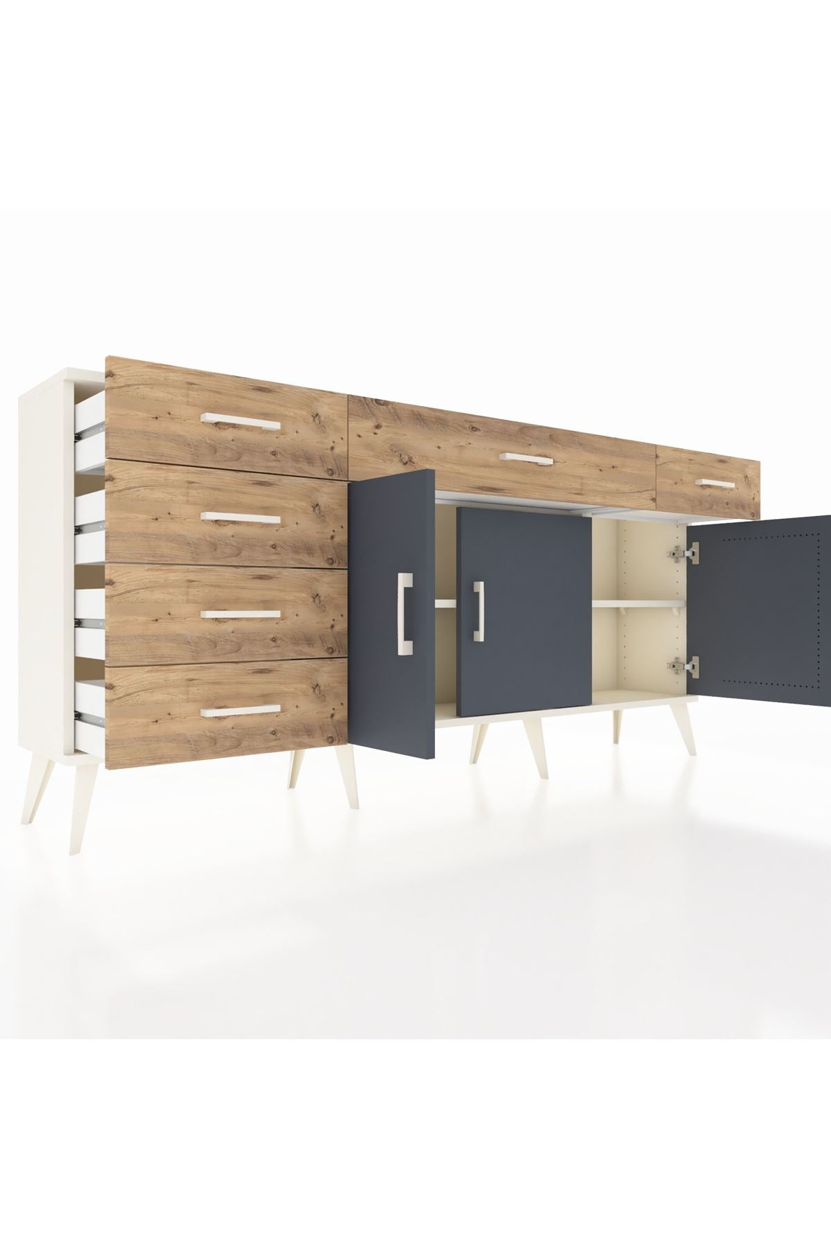 Arges Konsol 2 Raflı 6 Çekmeceli 3 Kapaklı 176x30x83 - S148M032V09A