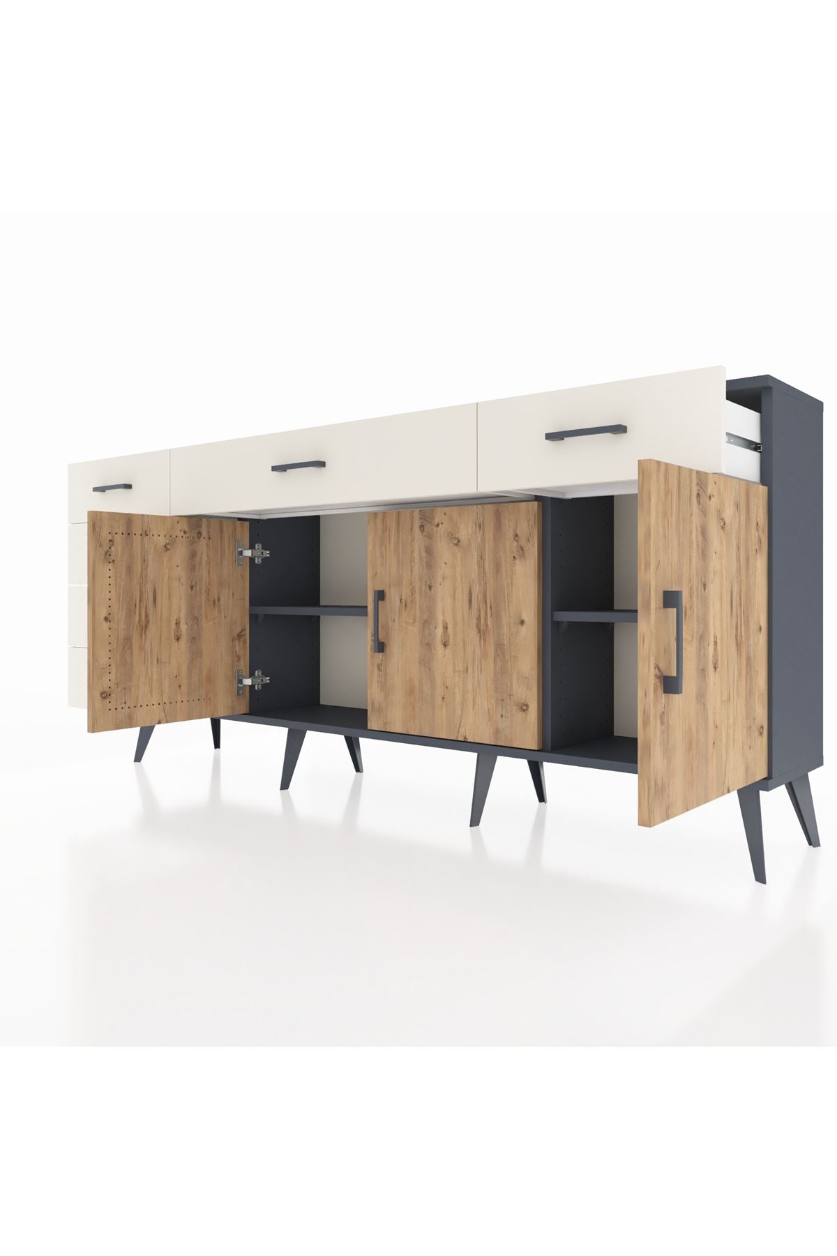 Arges Konsol 2 Raflı 6 Çekmeceli 3 Kapaklı 176x30x83 - S148M032V10A