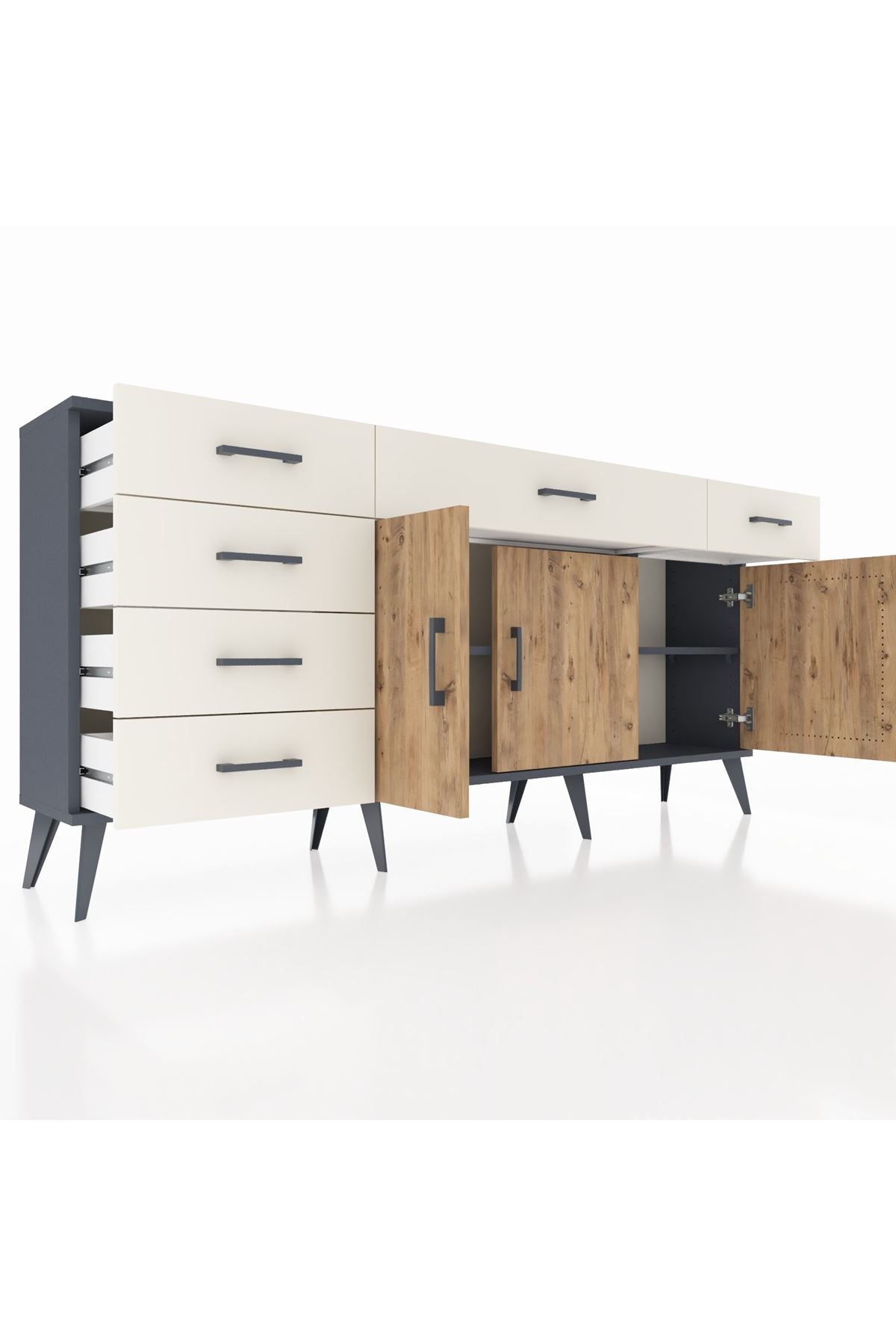 Arges Konsol 2 Raflı 6 Çekmeceli 3 Kapaklı 176x30x83 - S148M032V10A