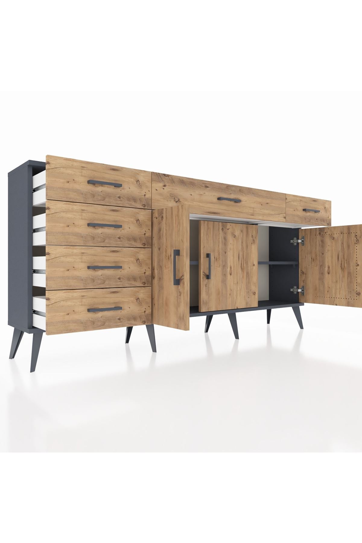 Arges Konsol 2 Raflı 6 Çekmeceli 3 Kapaklı 176x30x83 - S148M032V12A