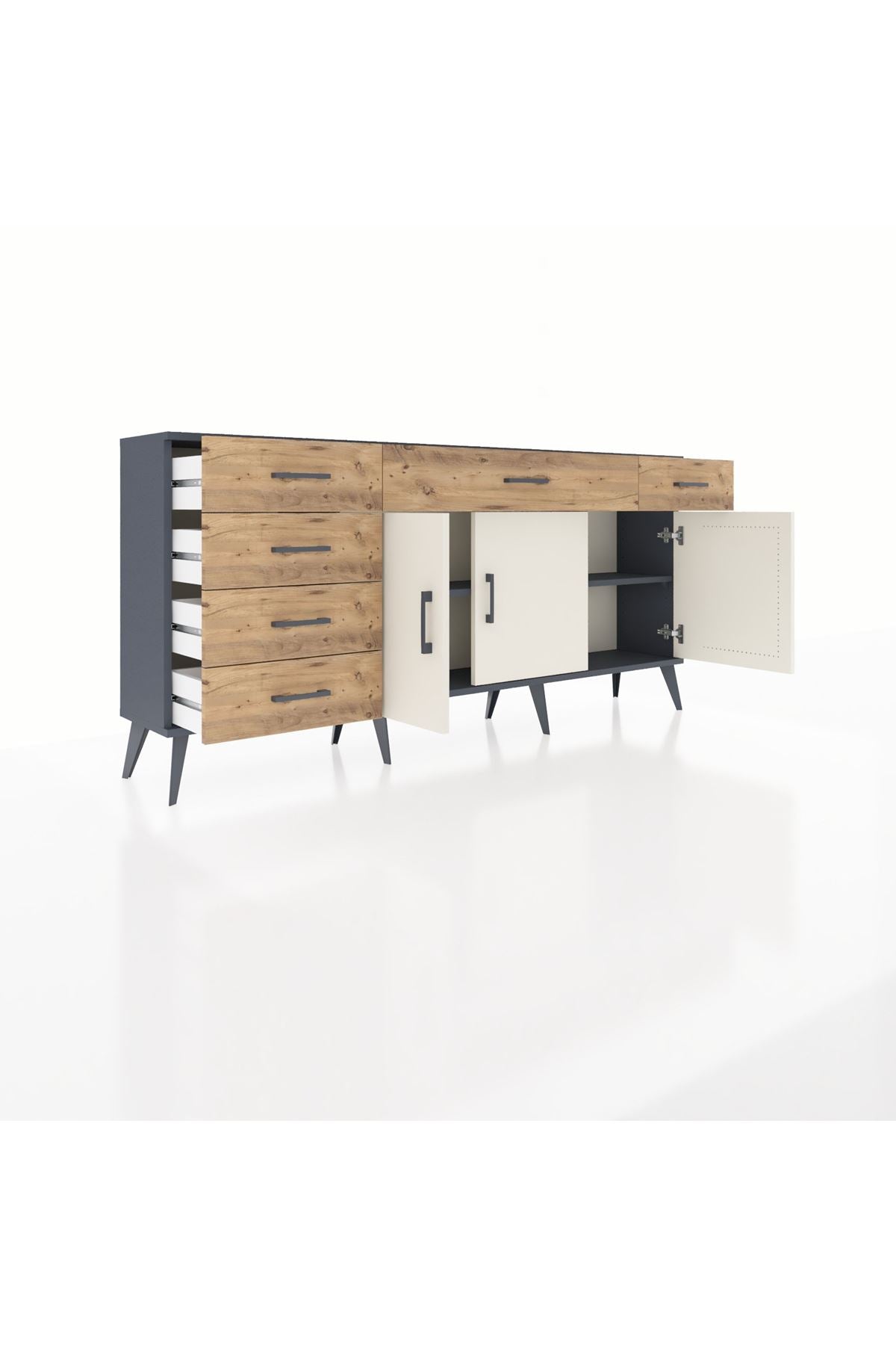 Arges Konsol 2 Raflı 6 Çekmeceli 3 Kapaklı 176x30x83 - S148M032V15A