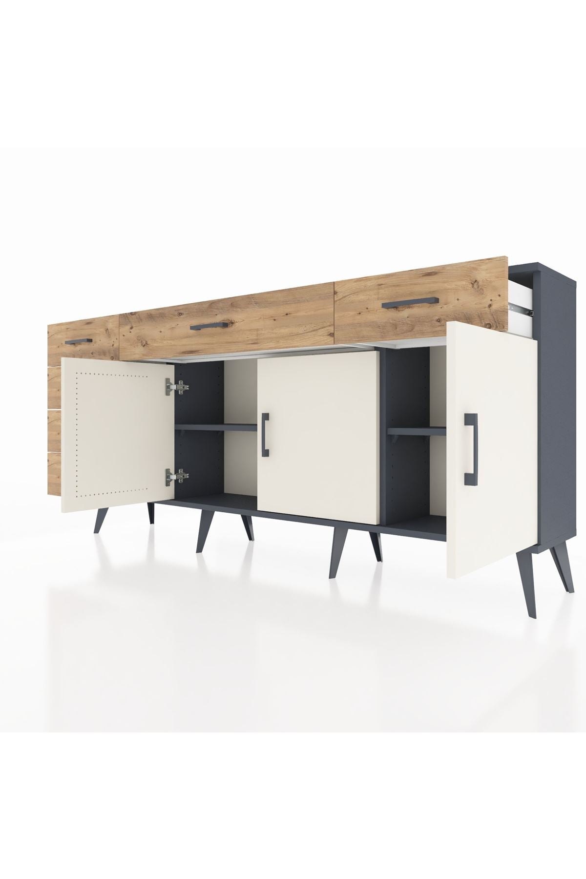 Arges Konsol 2 Raflı 6 Çekmeceli 3 Kapaklı 176x30x83 - S148M032V15A