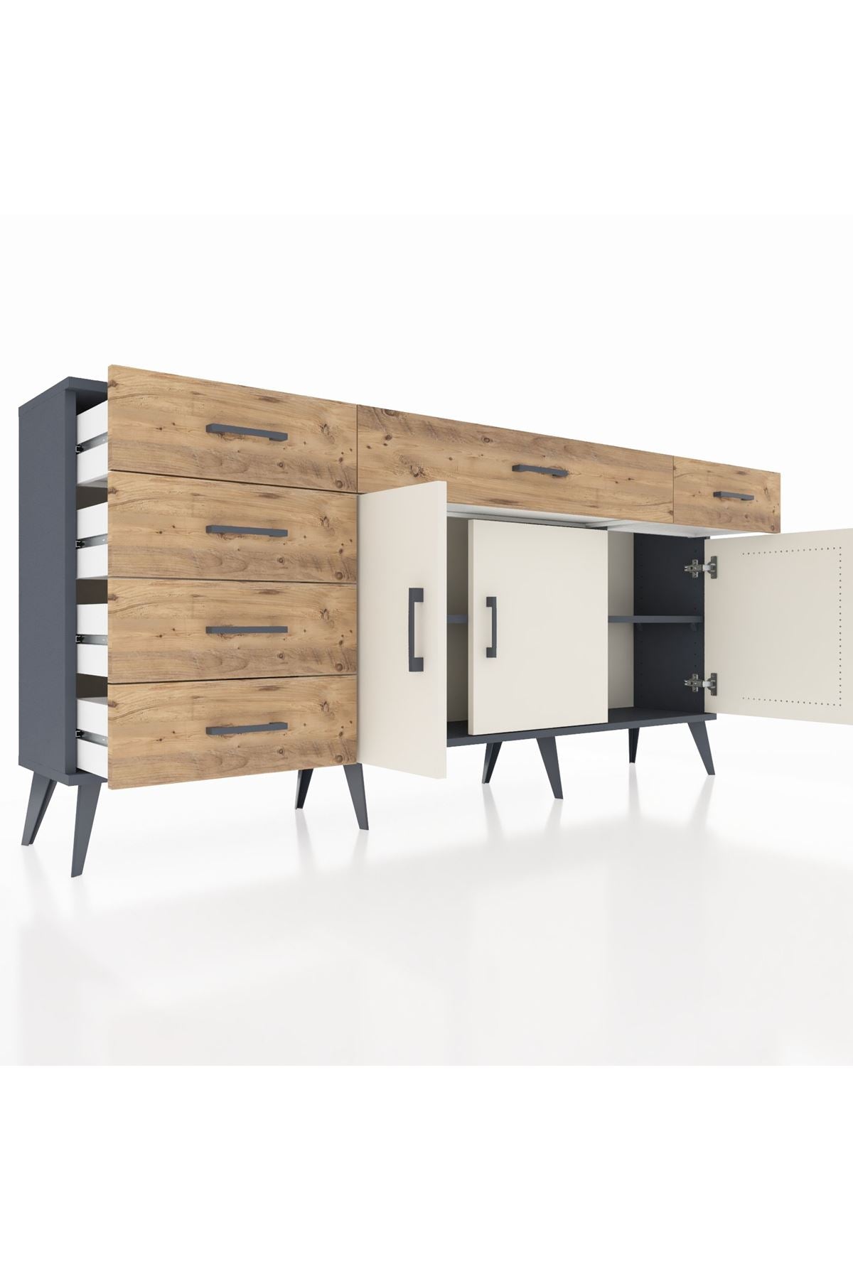 Arges Konsol 2 Raflı 6 Çekmeceli 3 Kapaklı 176x30x83 - S148M032V15A