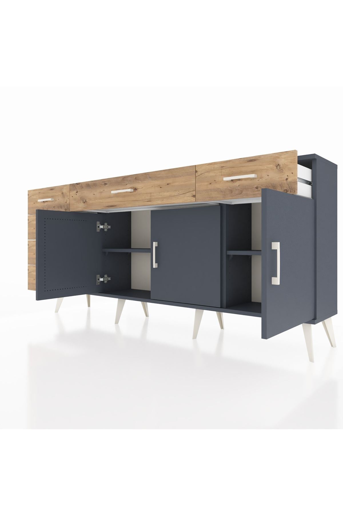 Arges Konsol 2 Raflı 6 Çekmeceli 3 Kapaklı 176x30x83 - S148M032V18A