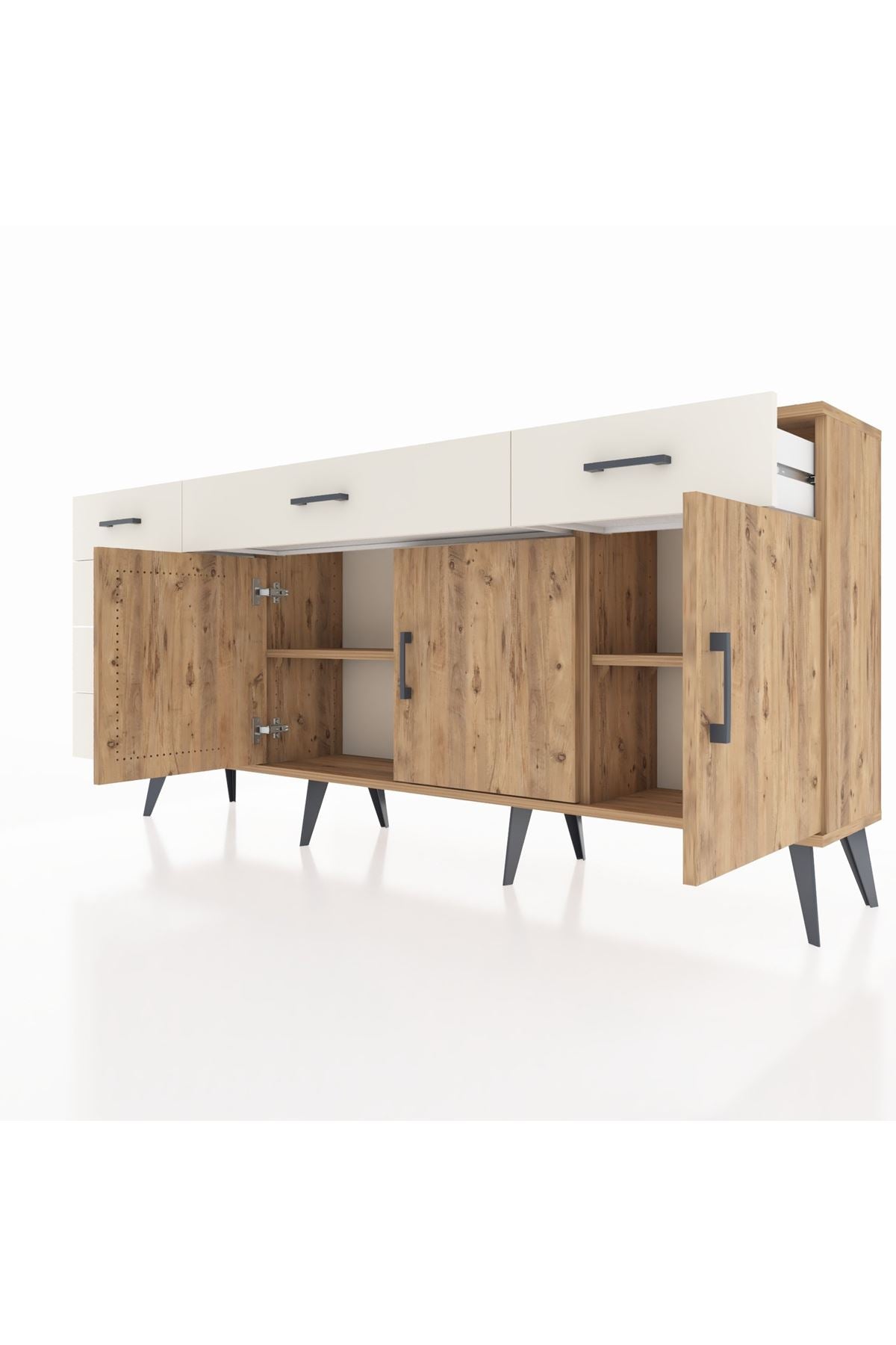 Arges Konsol 2 Raflı 6 Çekmeceli 3 Kapaklı 176x30x83 - S148M032V19A