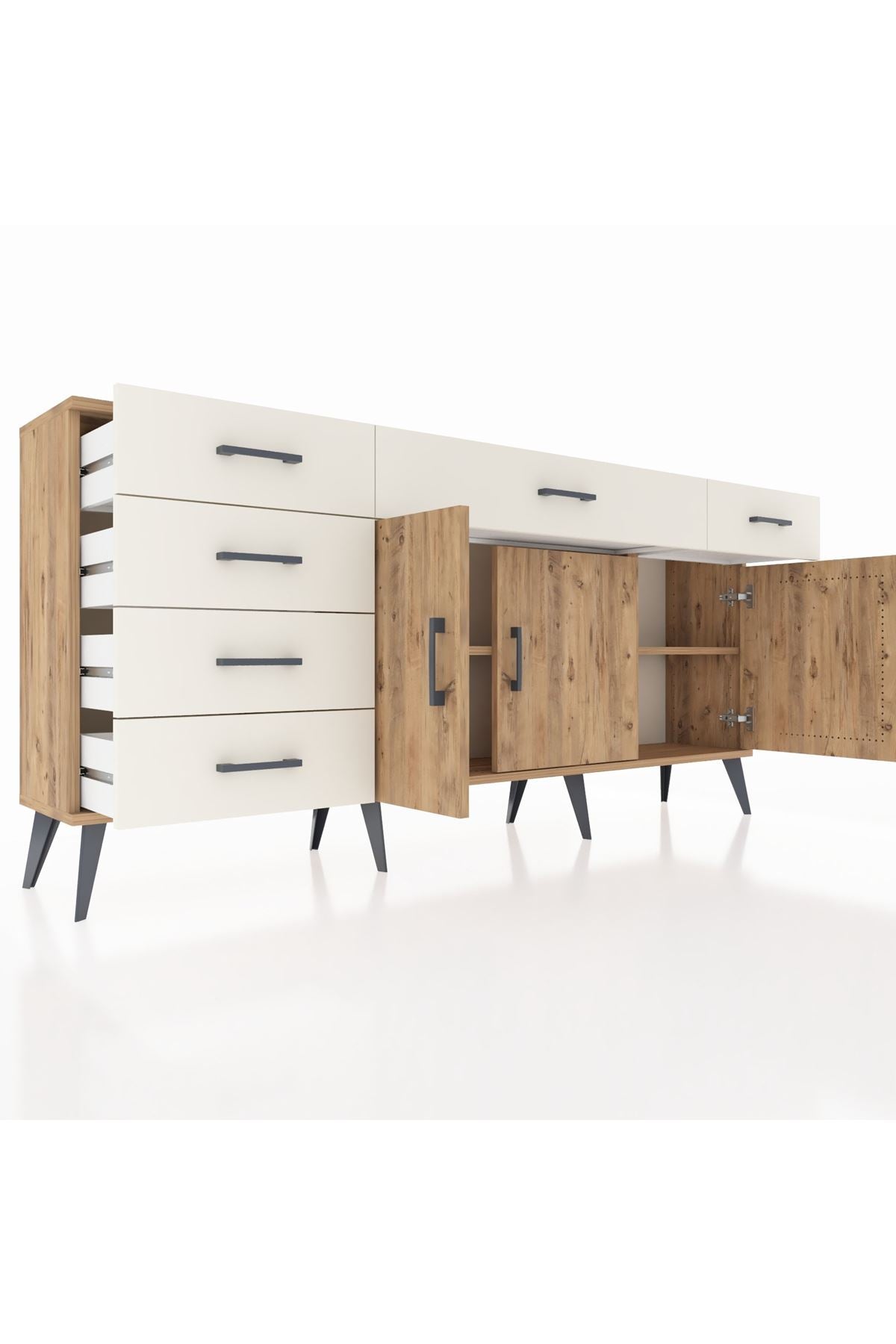 Arges Konsol 2 Raflı 6 Çekmeceli 3 Kapaklı 176x30x83 - S148M032V19A