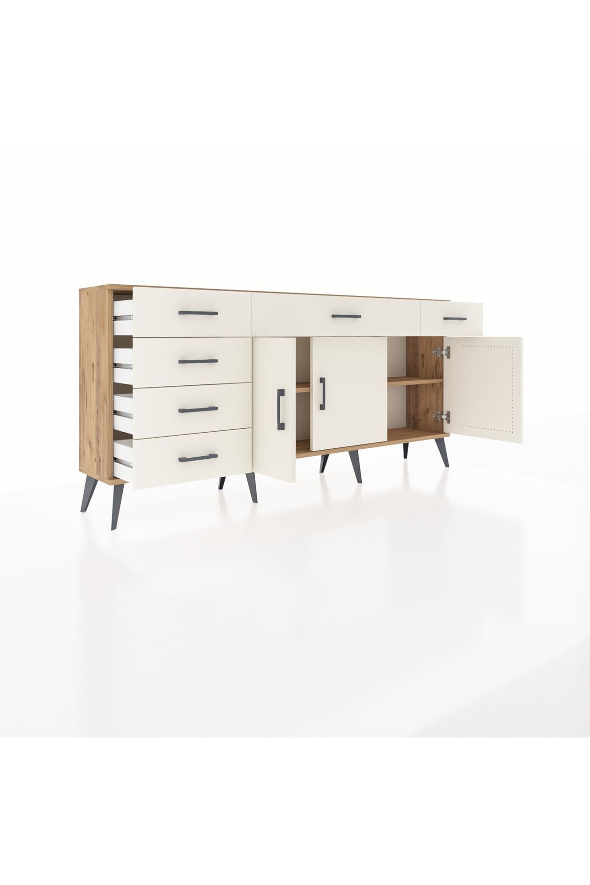 Arges Konsol 2 Raflı 6 Çekmeceli 3 Kapaklı 176x30x83 - S148M032V22A