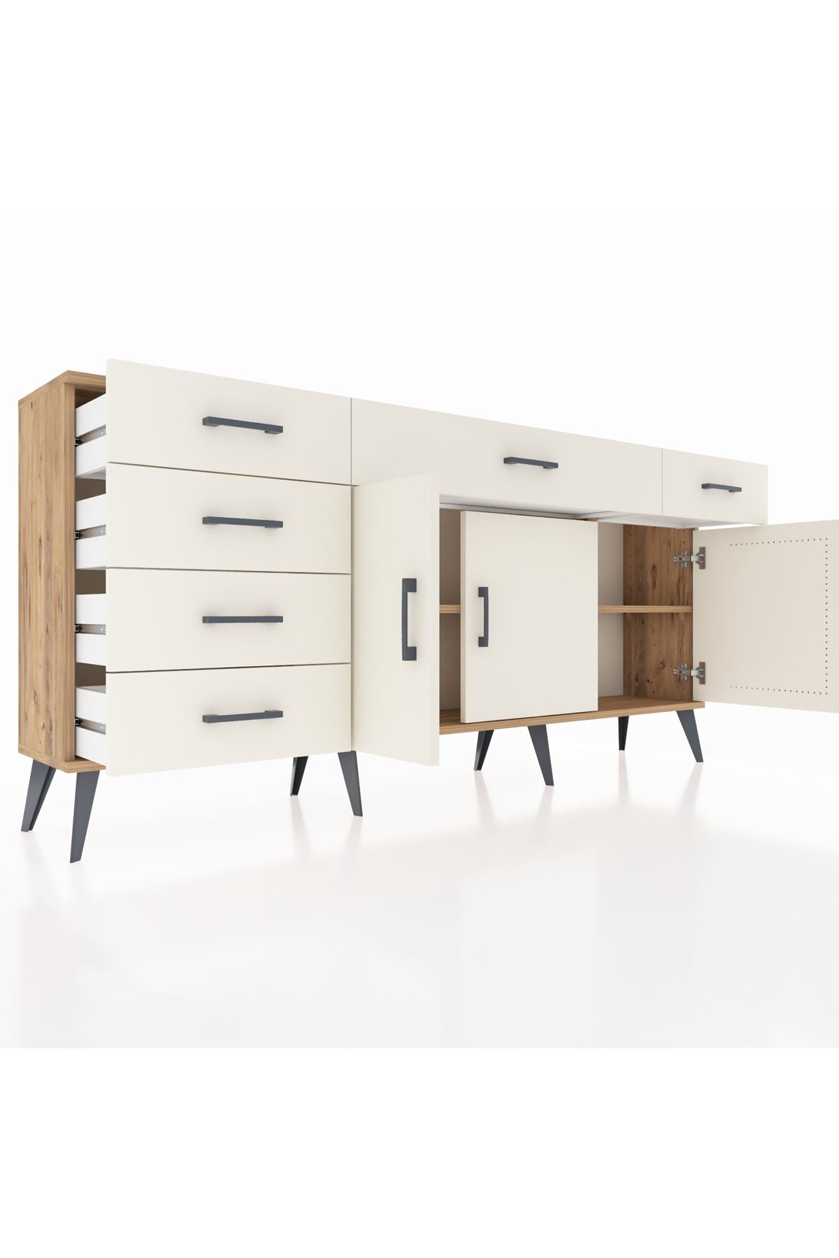 Arges Konsol 2 Raflı 6 Çekmeceli 3 Kapaklı 176x30x83 - S148M032V22A