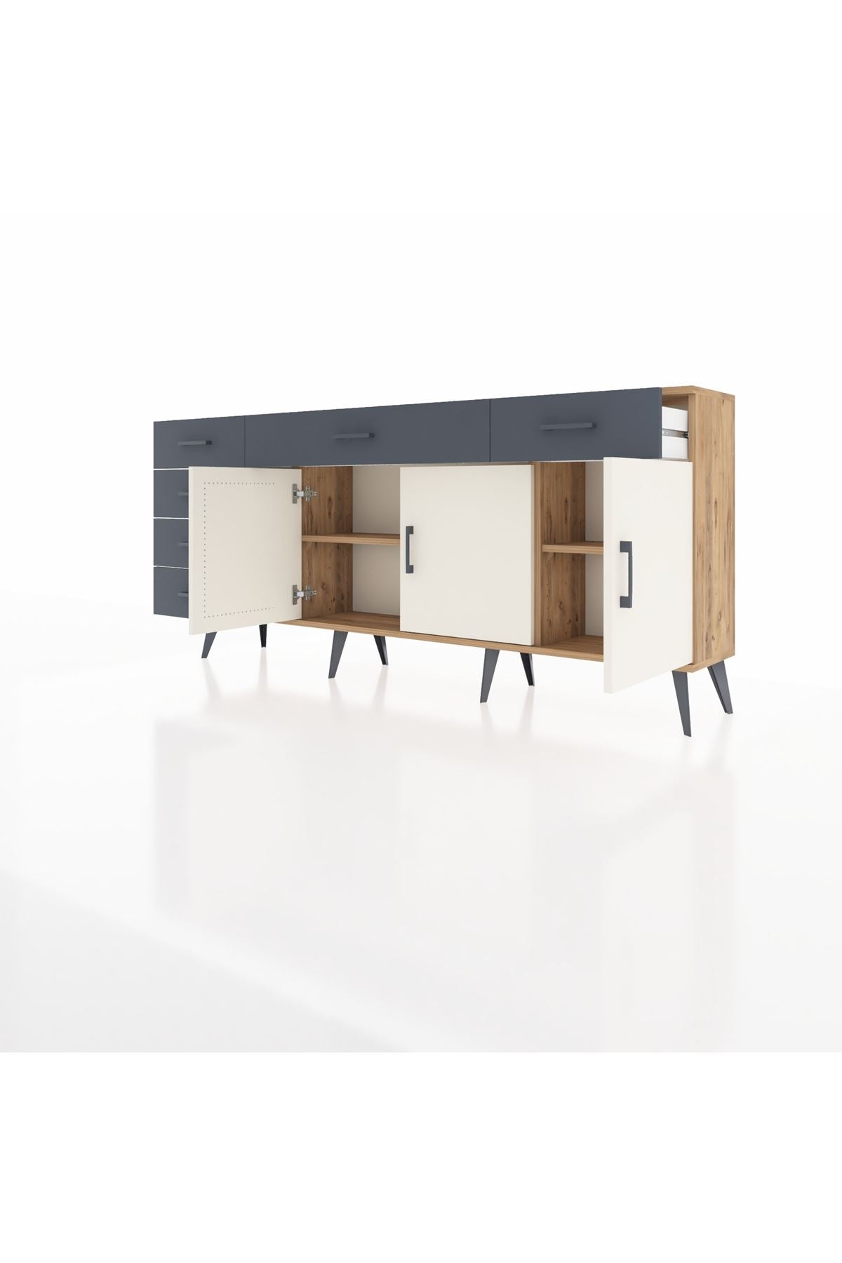 Arges Konsol 2 Raflı 6 Çekmeceli 3 Kapaklı 176x30x83 - S148M032V23A