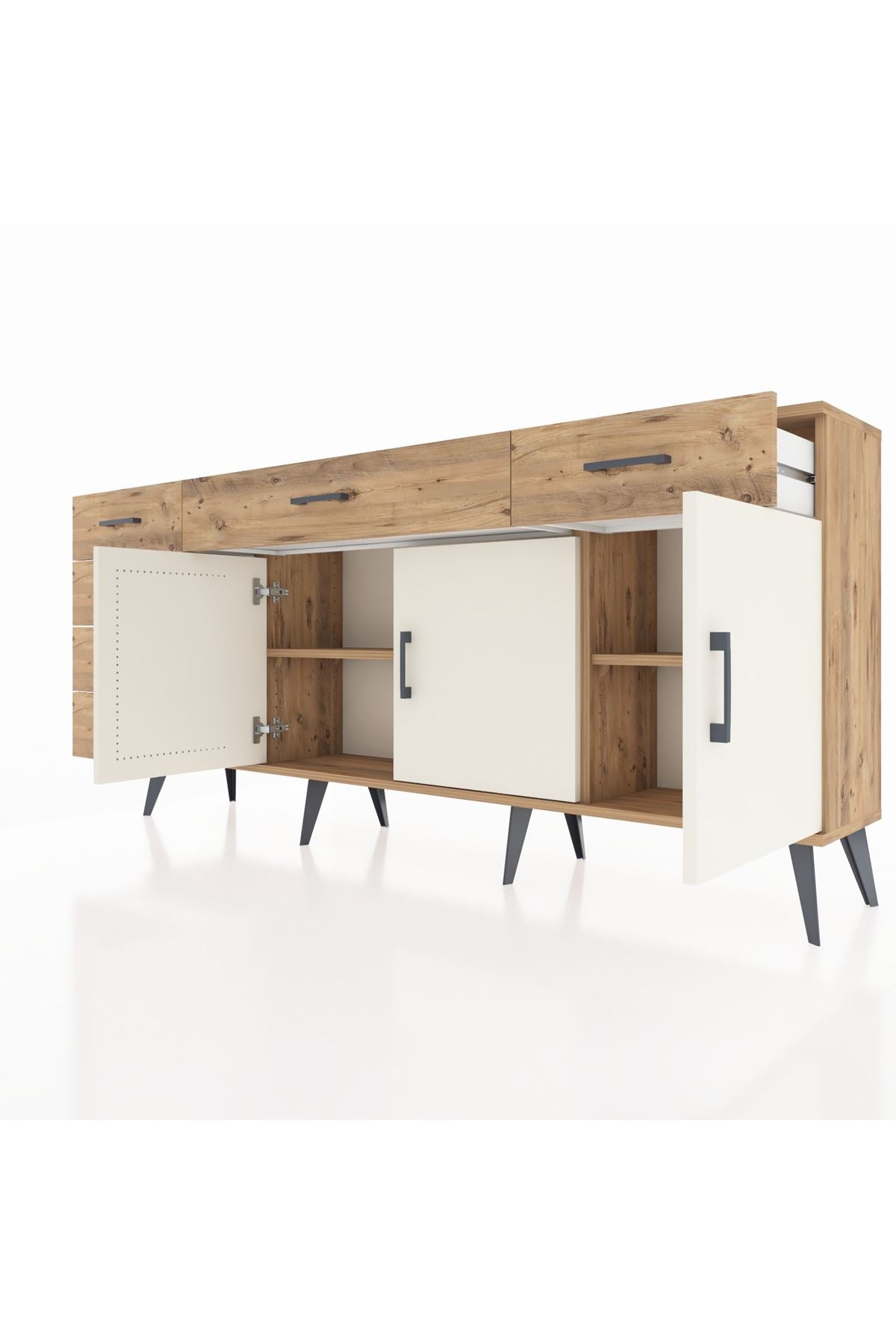 Arges Konsol 2 Raflı 6 Çekmeceli 3 Kapaklı 176x30x83 - S148M032V24A