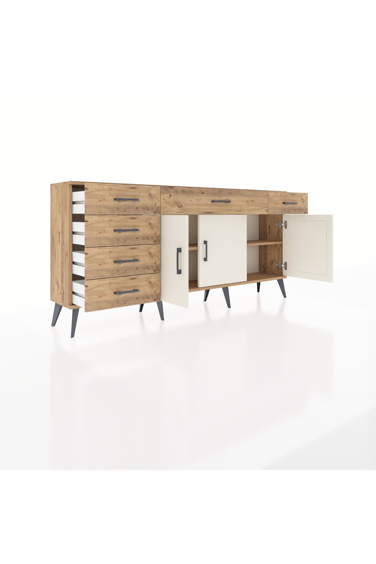 Arges Konsol 2 Raflı 6 Çekmeceli 3 Kapaklı 176x30x83 - S148M032V24A