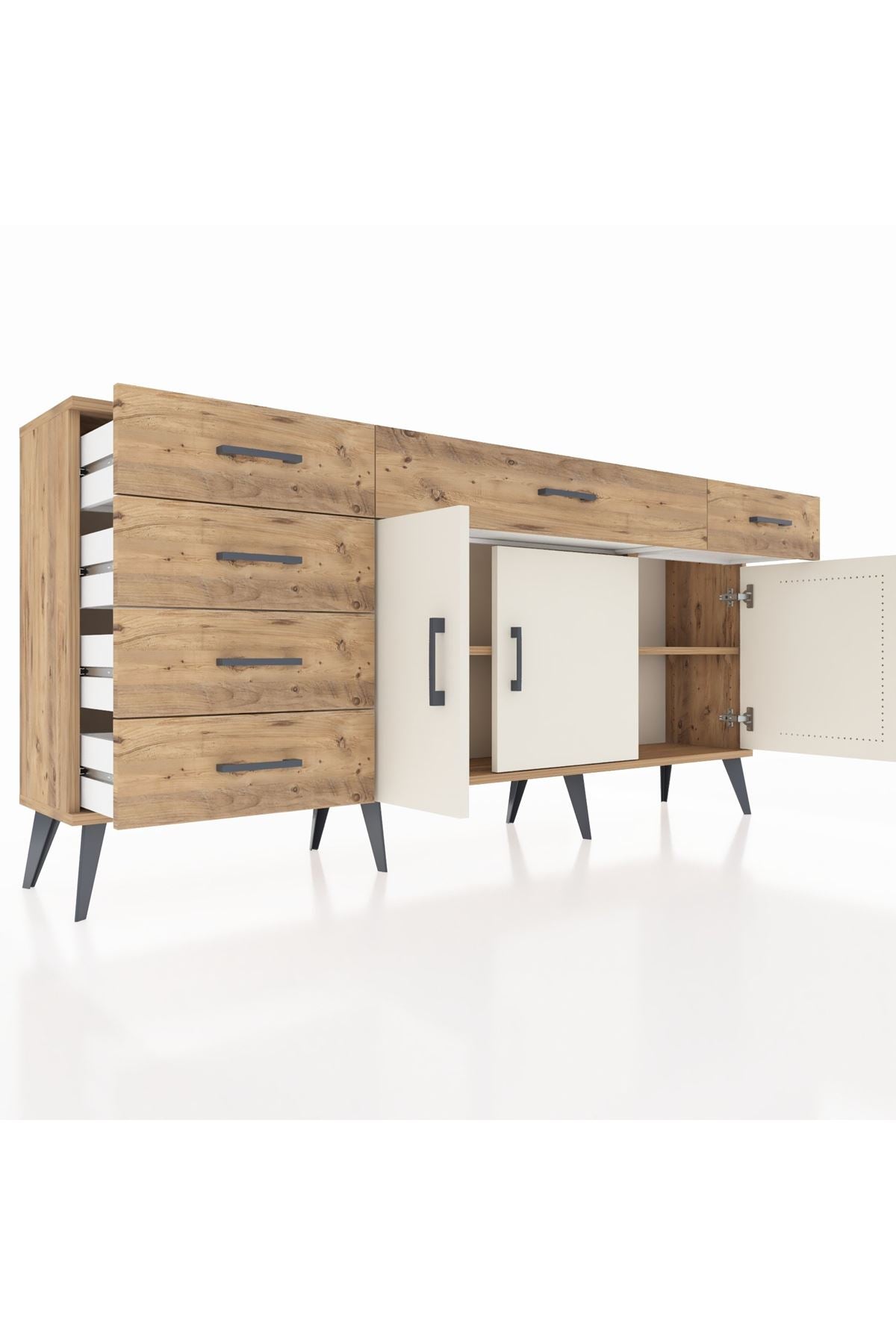 Arges Konsol 2 Raflı 6 Çekmeceli 3 Kapaklı 176x30x83 - S148M032V24A