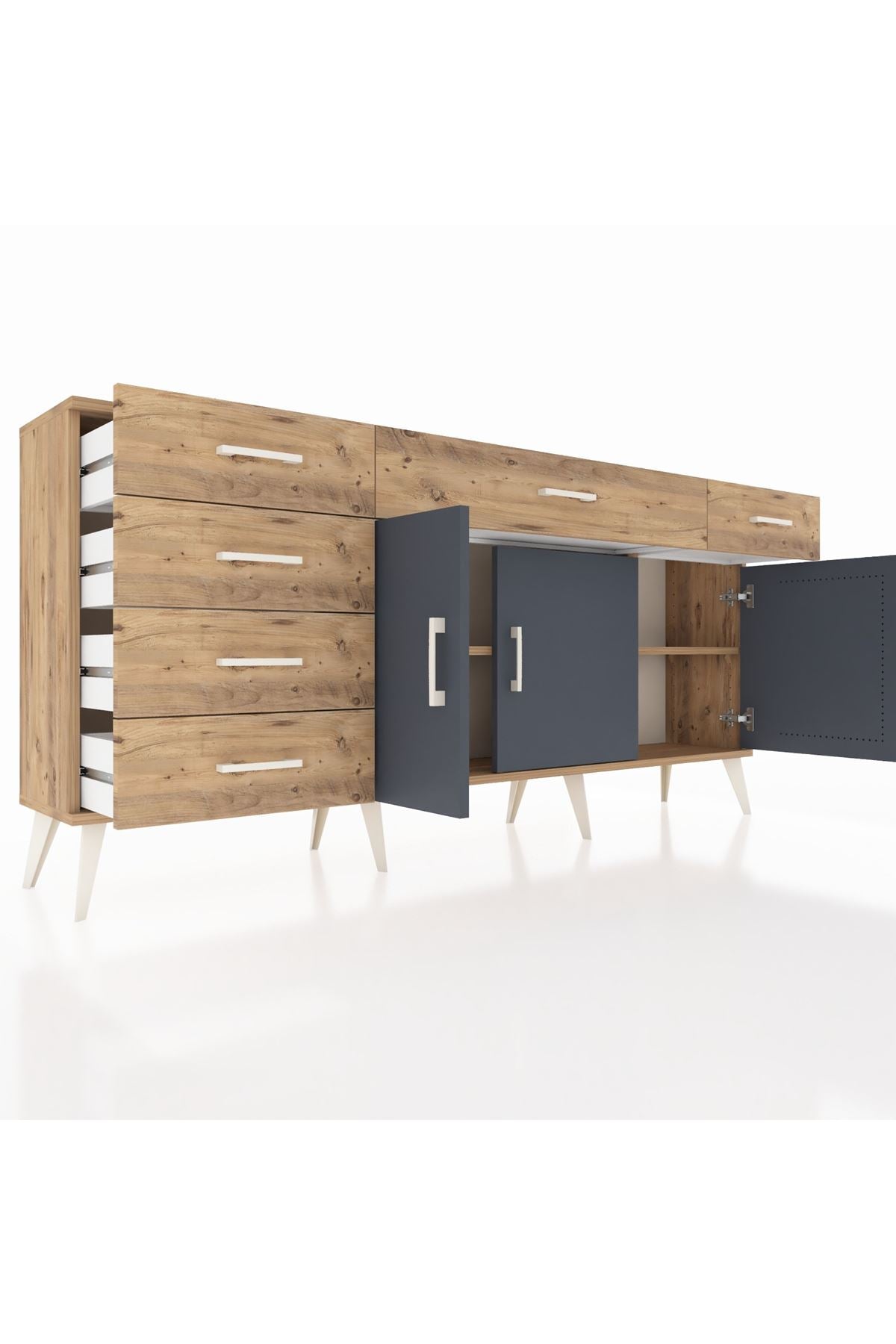 Arges Konsol 2 Raflı 6 Çekmeceli 3 Kapaklı 176x30x83 - S148M032V27A